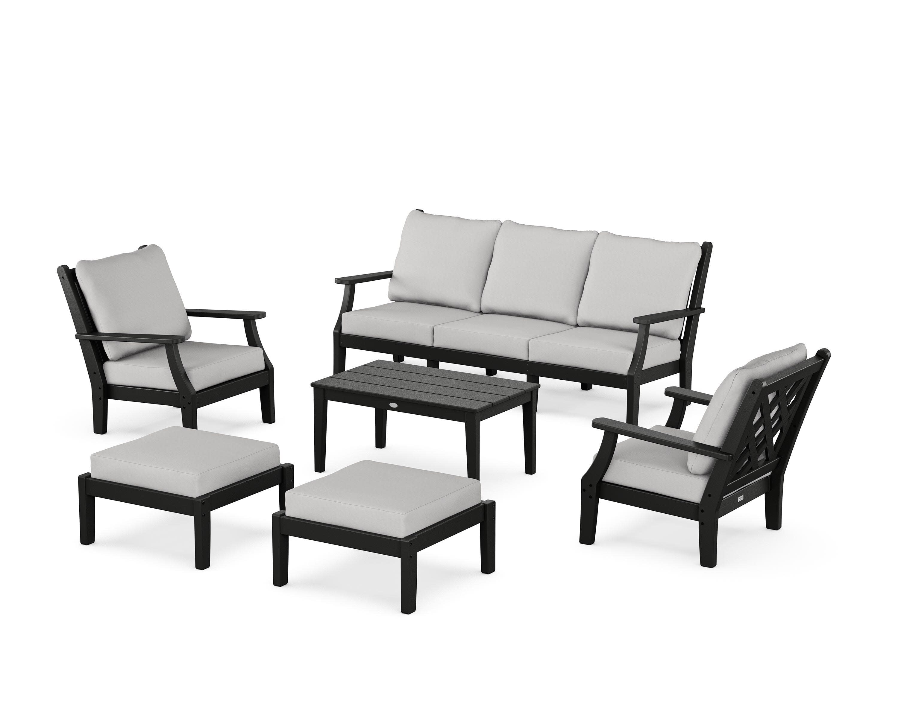 Wovendale 6-Piece Lounge Sofa Set in Black / Diamond in the Rough
