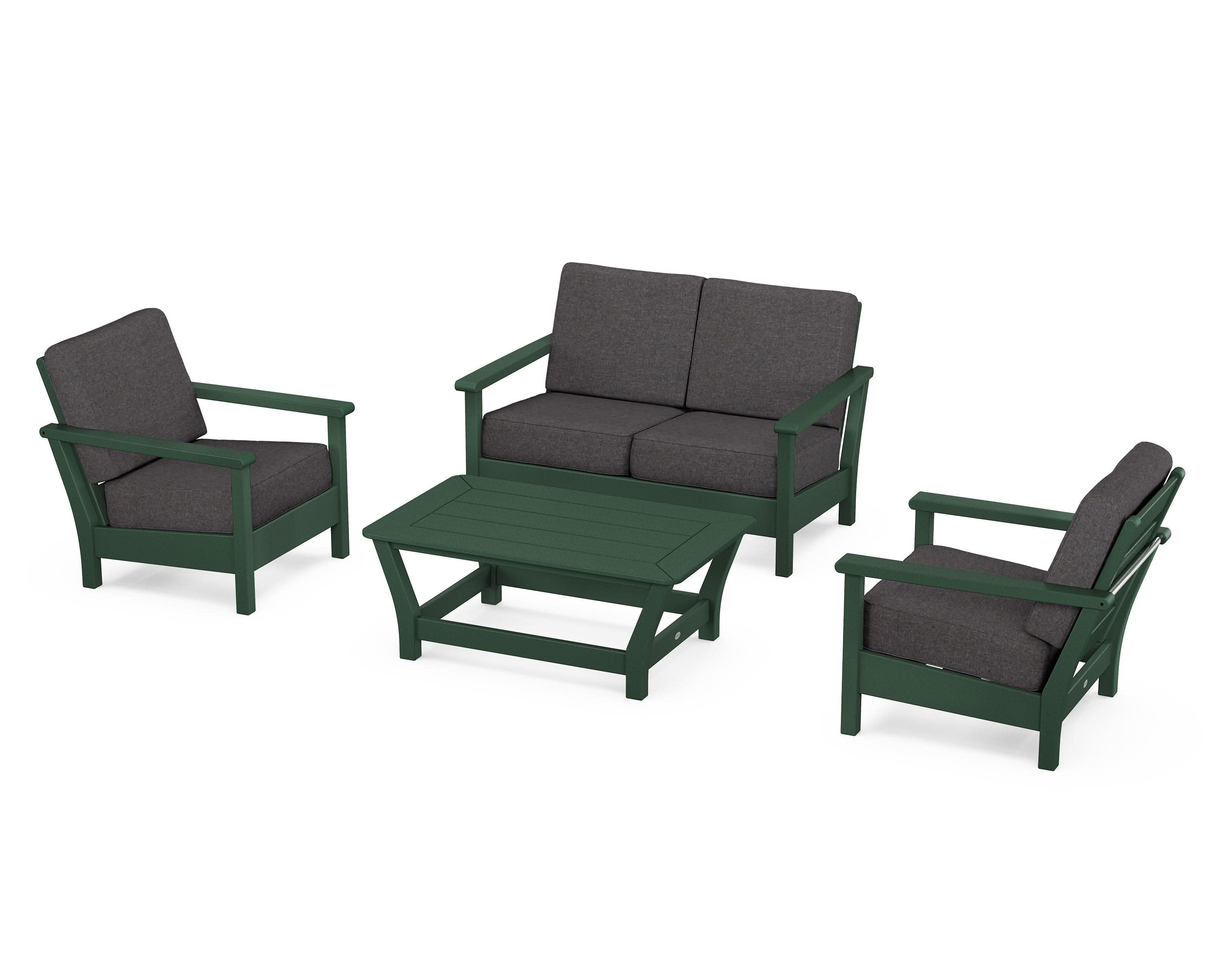 Harbour 4-Piece Deep Seating Set in Green / Ash Charcoal