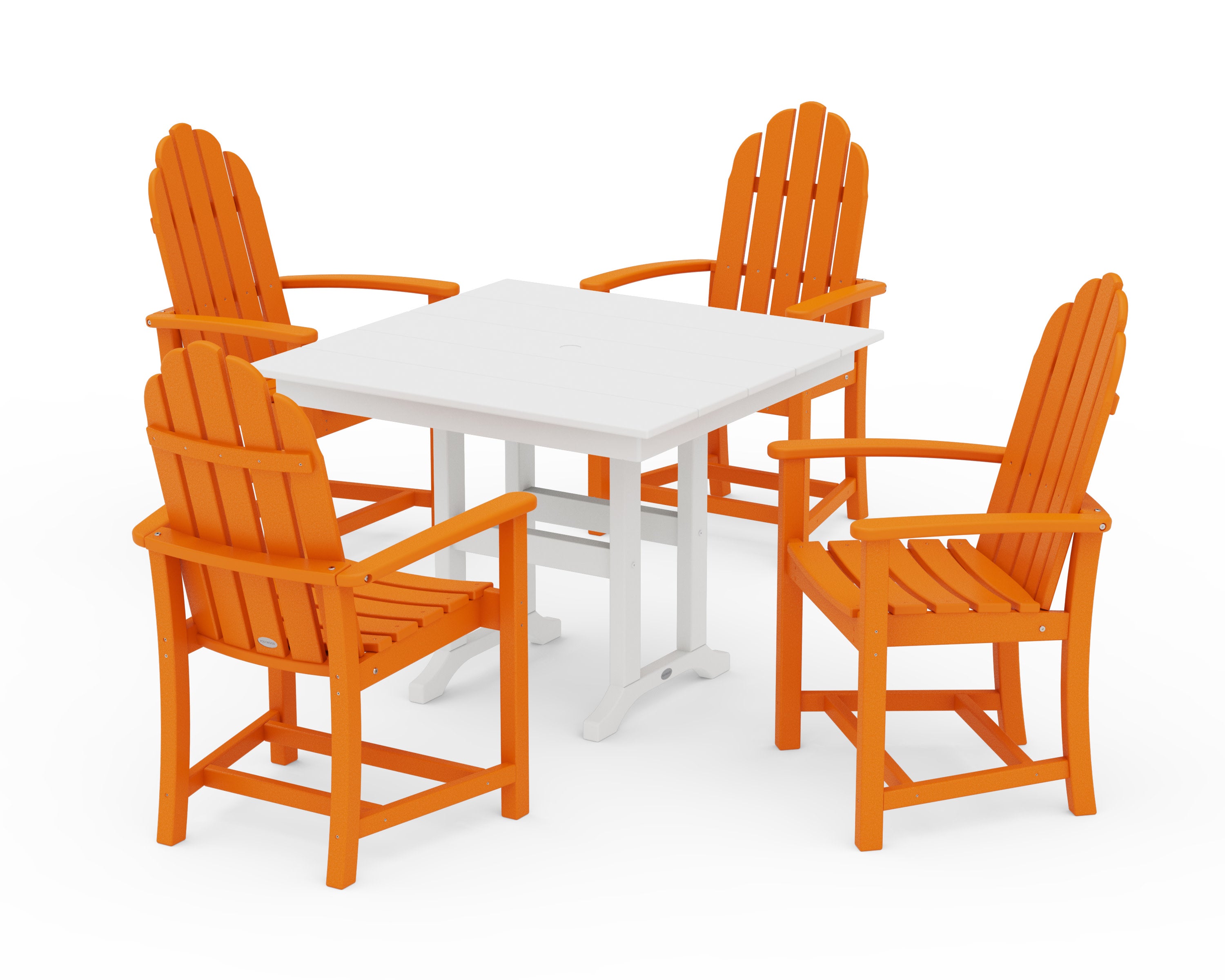 Classic Adirondack 5-Piece Farmhouse Dining Set in Tangerine / White