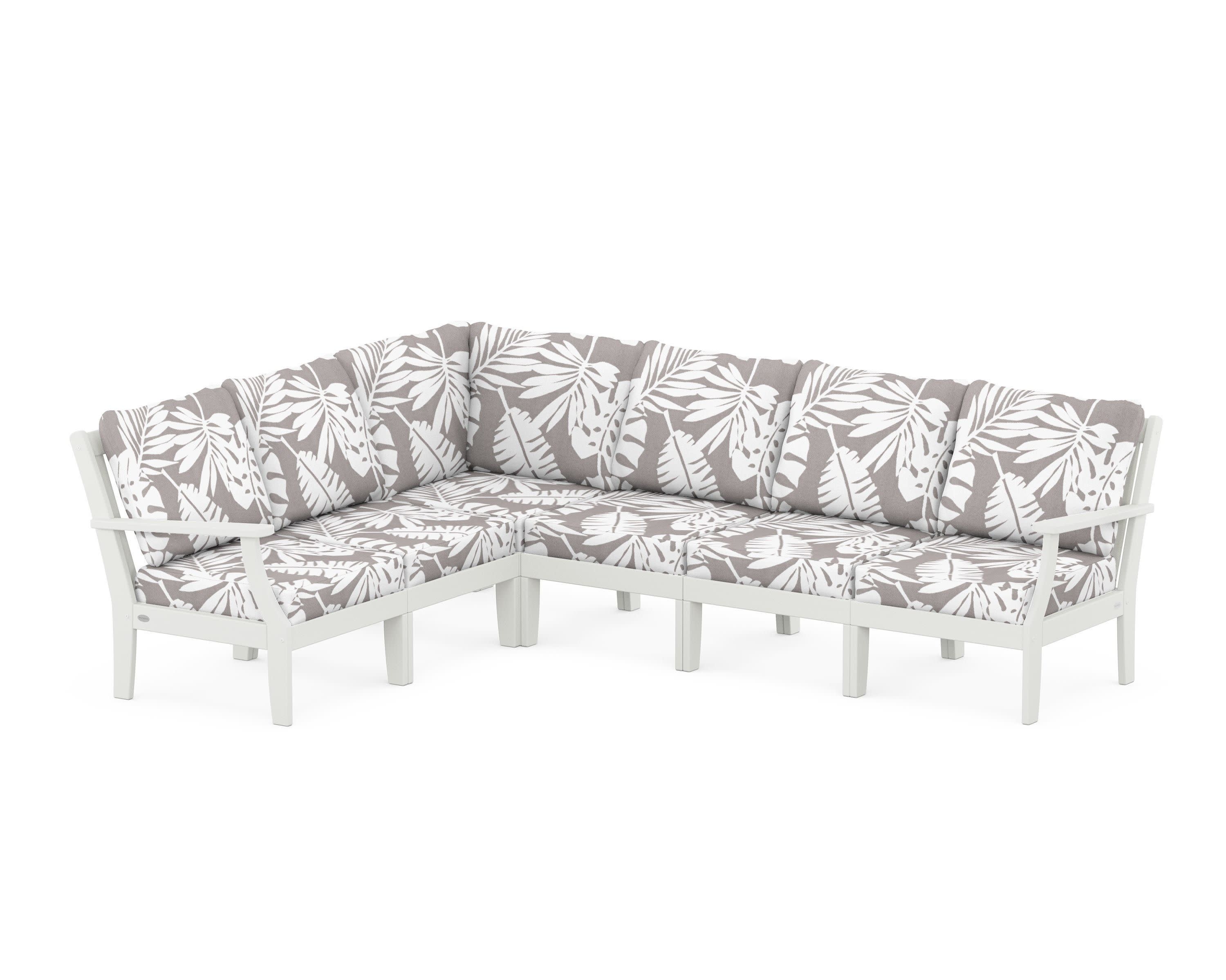 Braxton Modular 6-Piece Deep Seating Set in Vintage White / Leaf Grey Mist