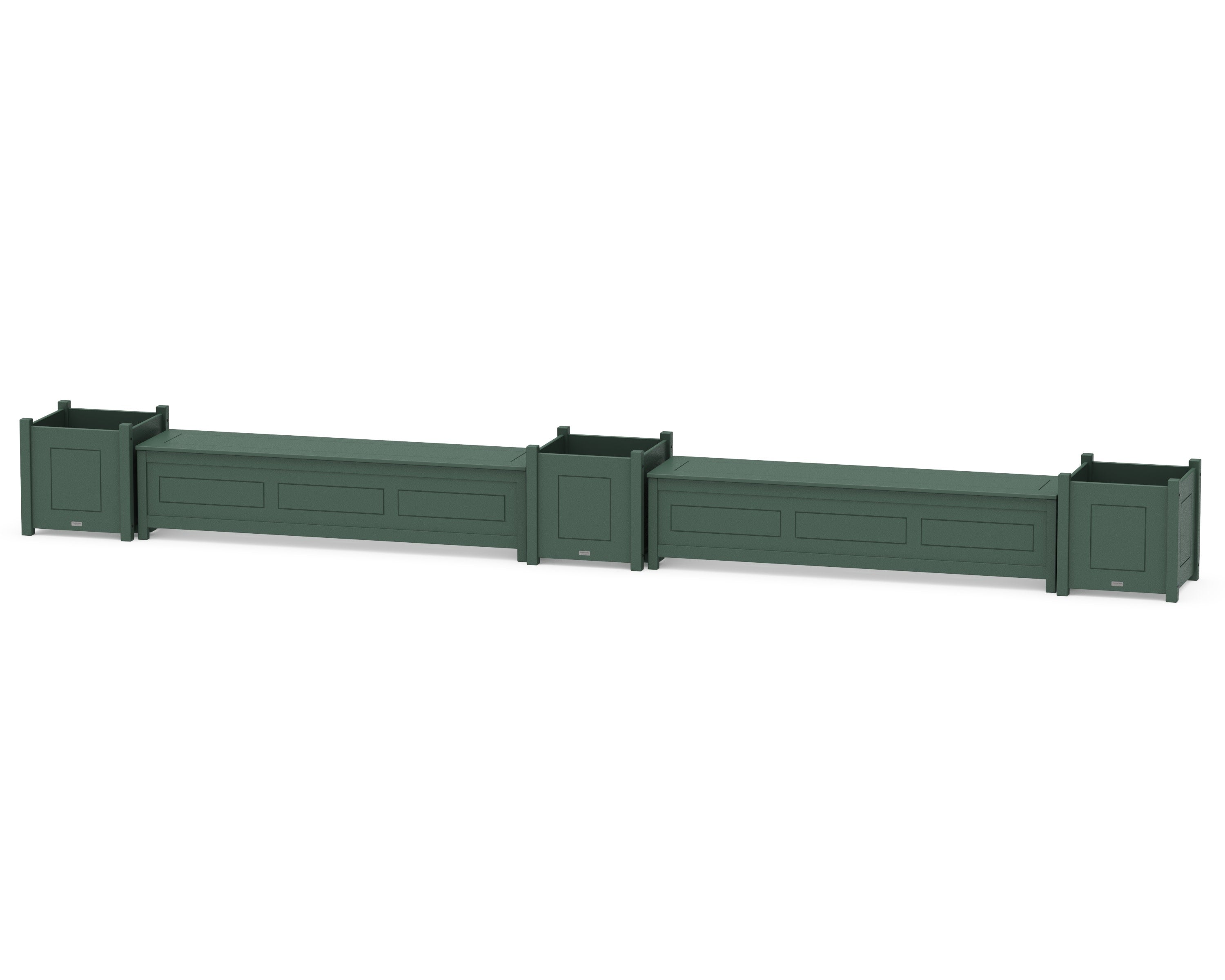 72" Country Living Straight Double Planter Storage Bench Set- Large in Green
