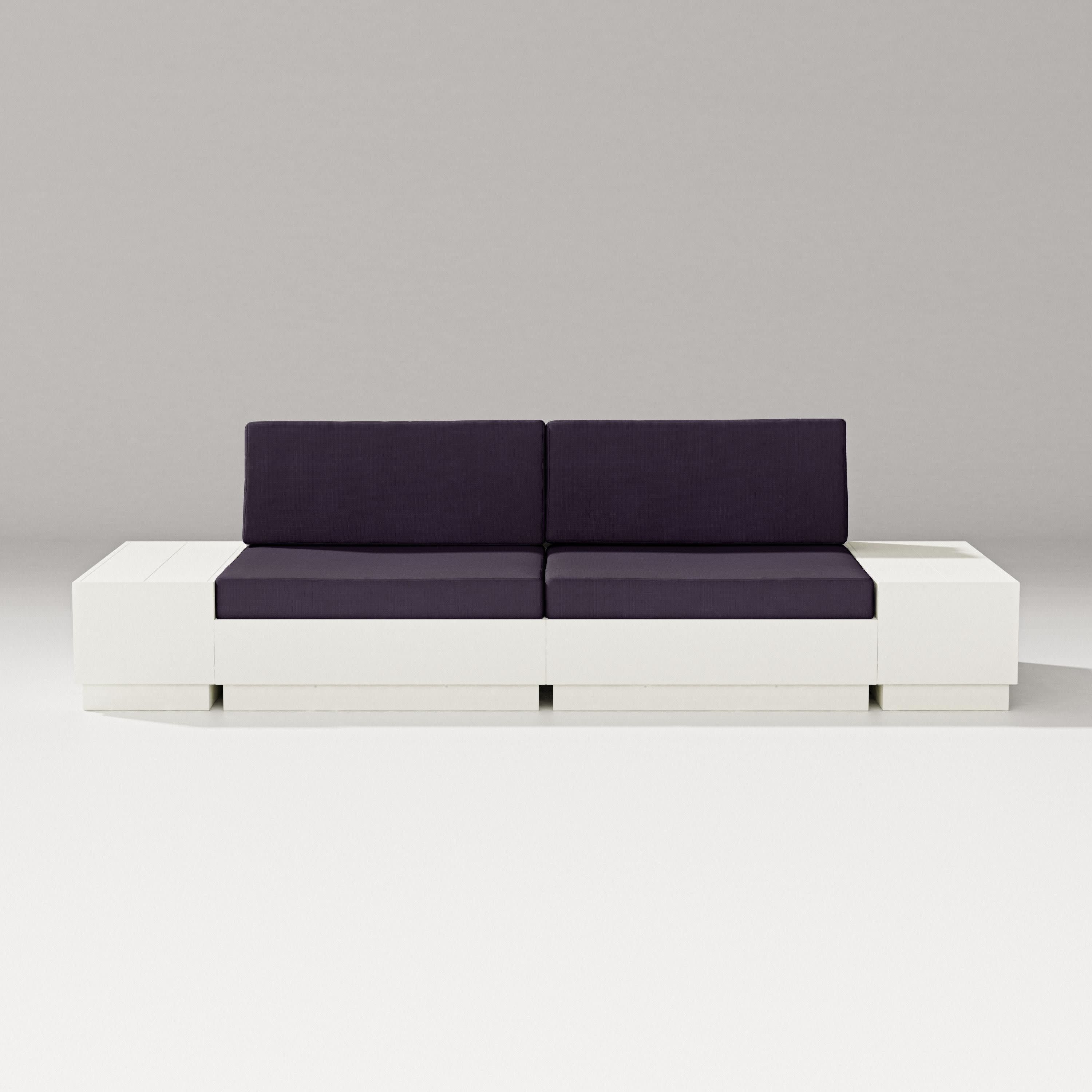 Elevate 4-Piece Loveseat Sectional in Vintage White / Navy Linen