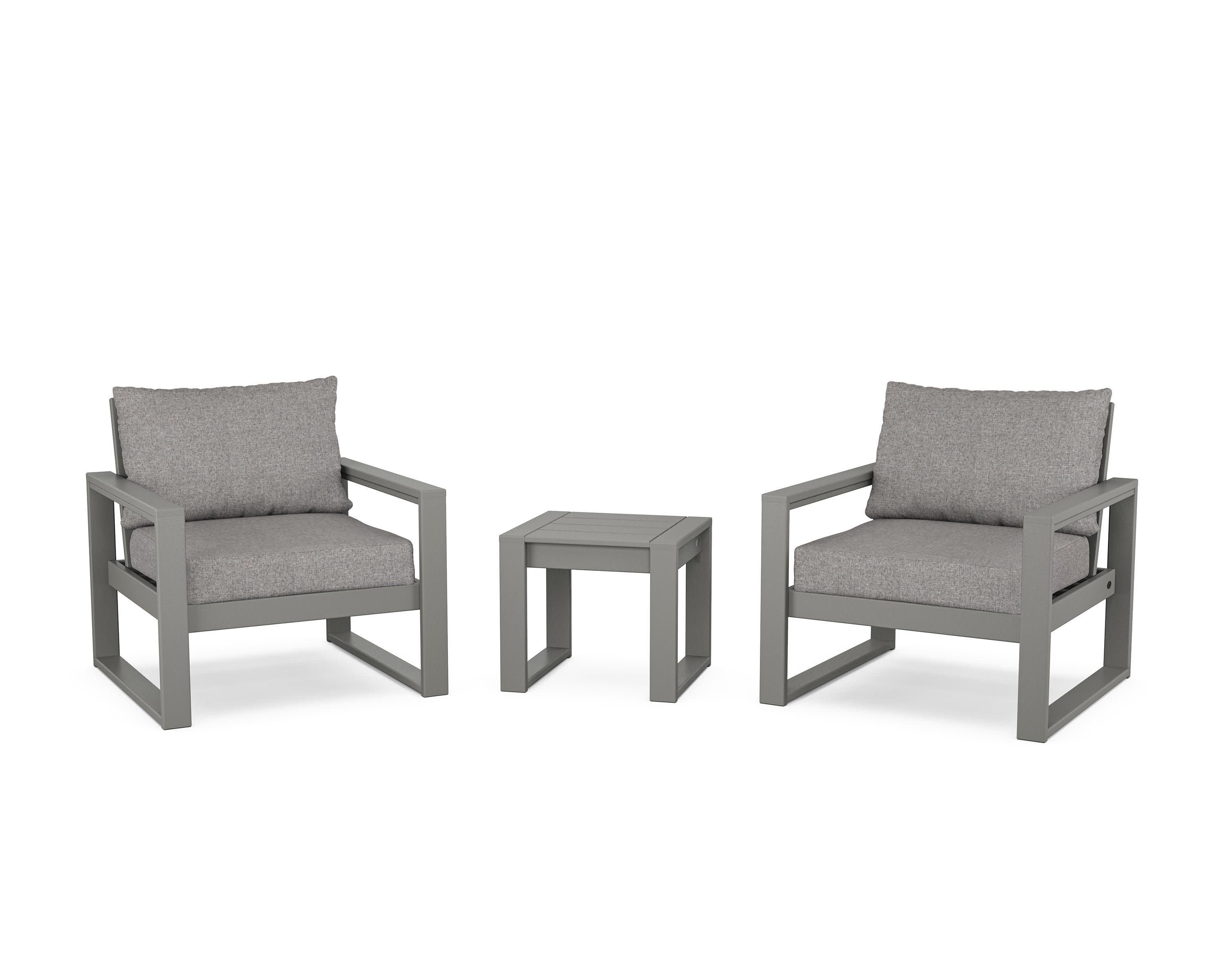 EDGE Sectional 3-Piece Deep Seating Set in Slate Grey / Grey Mist