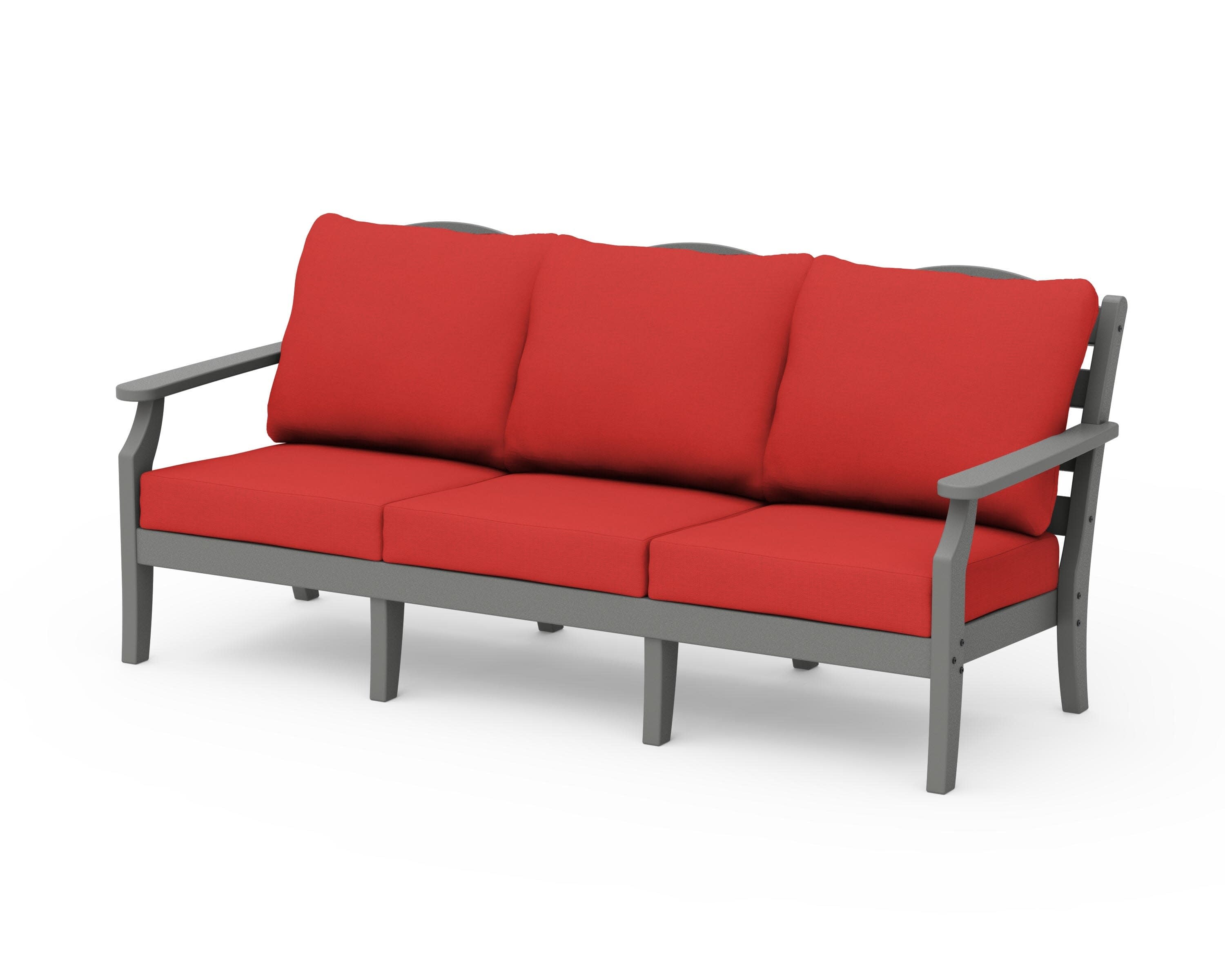 Savannah Deep Seating Sofa in Slate Grey / Crimson Linen