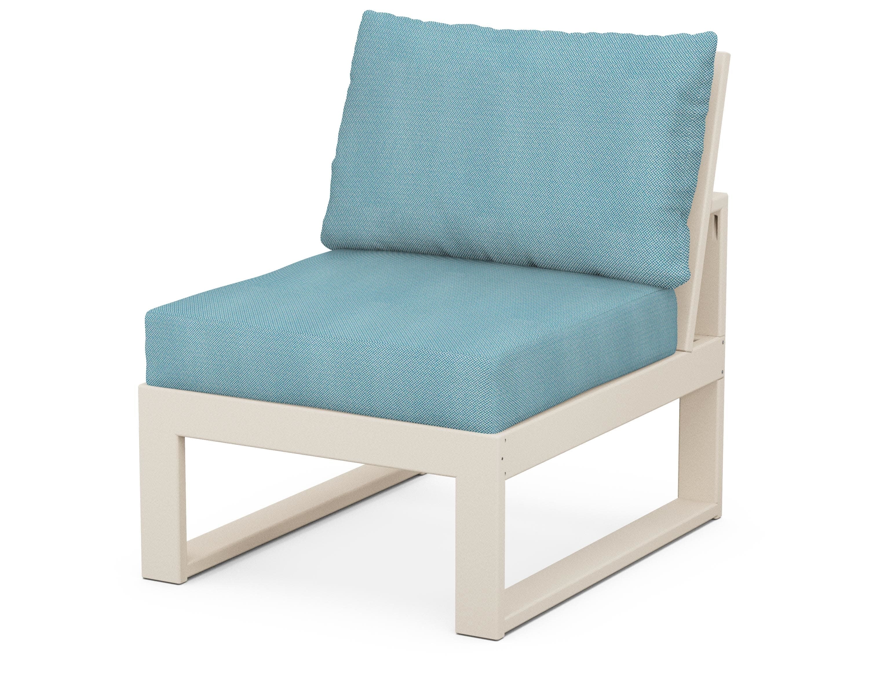 Modular Armless Chair in Sand / Lattice Sky Blue