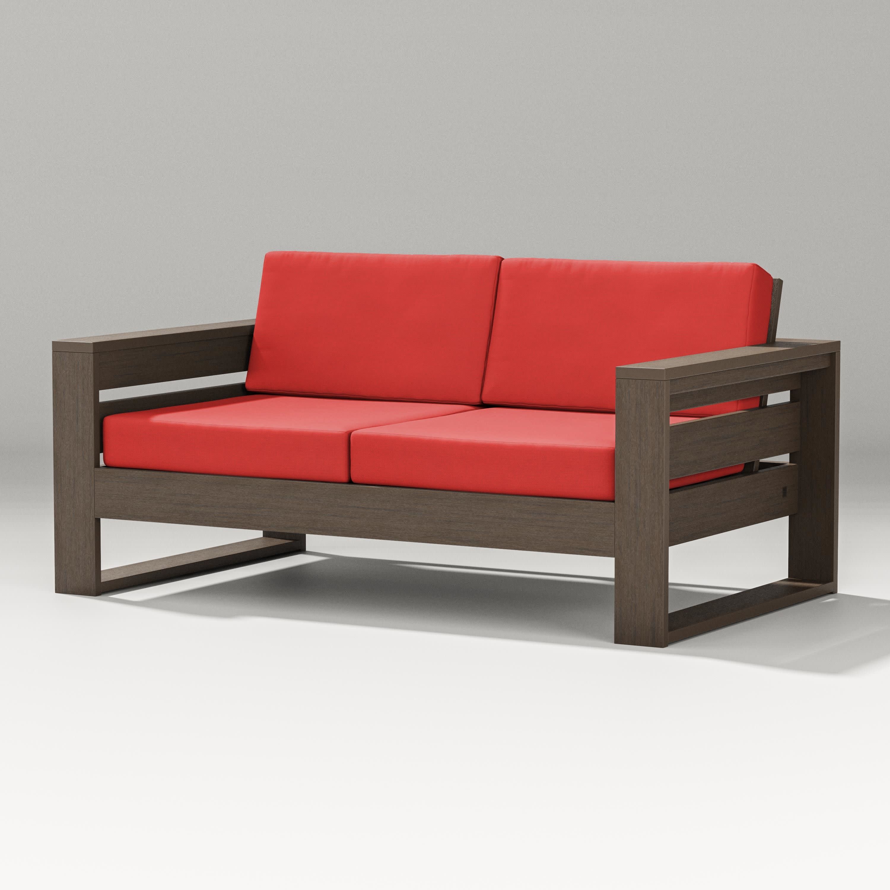 Latitude Loveseat in Kona / Crimson Linen