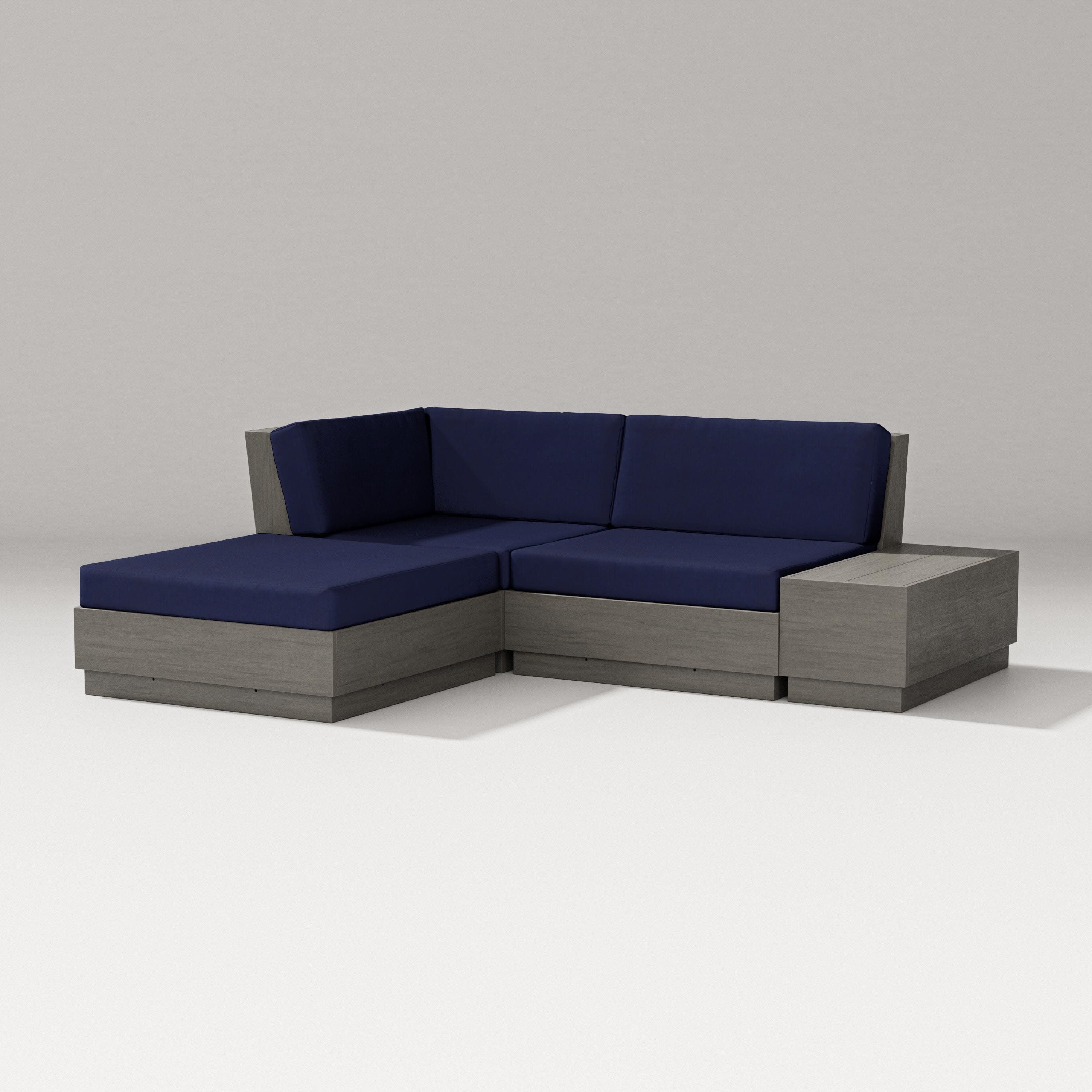 Elevate Loveseat Sectional with Chaise in Driftwood / Navy