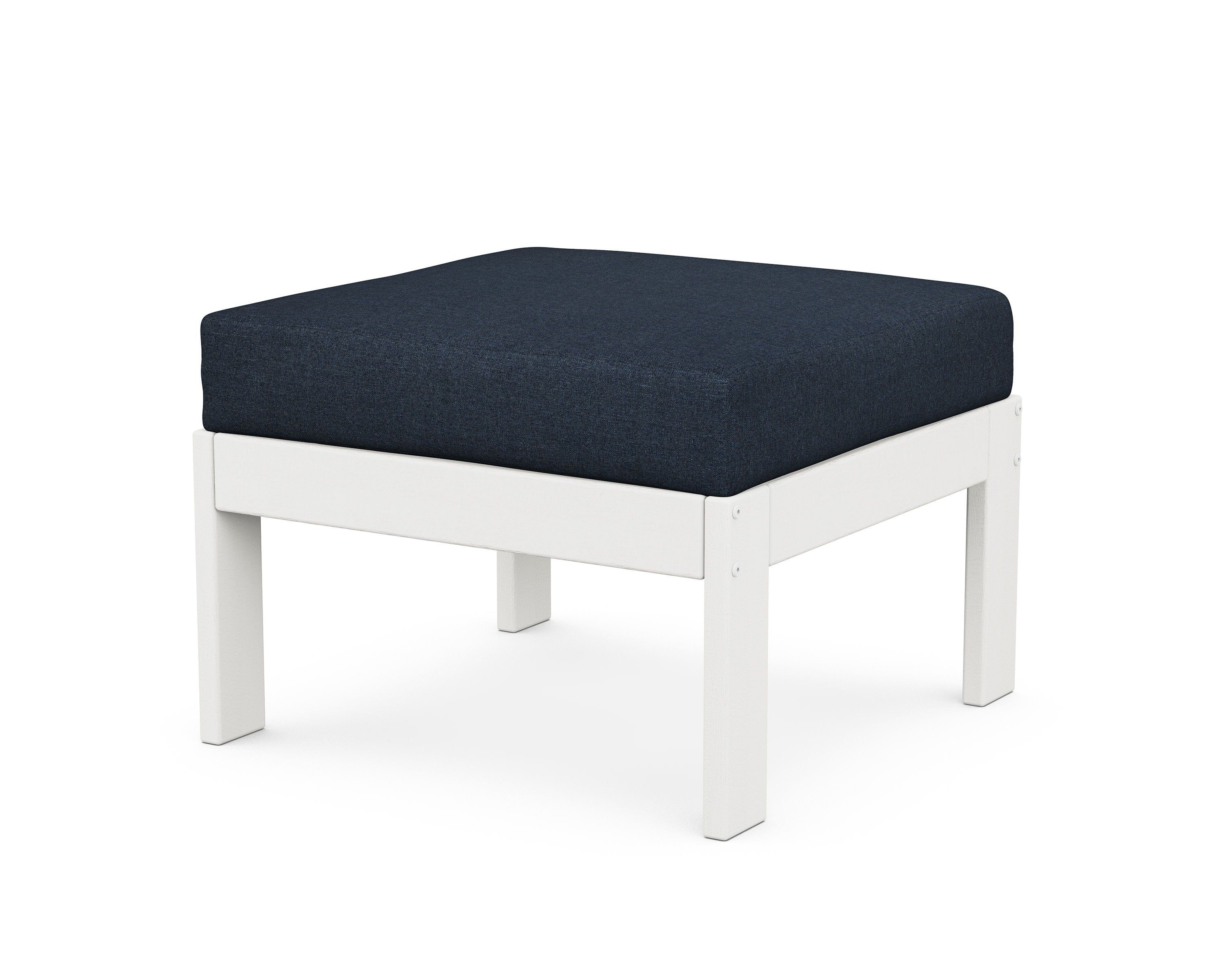 Vineyard Modular Ottoman in Vintage White / Marine Indigo