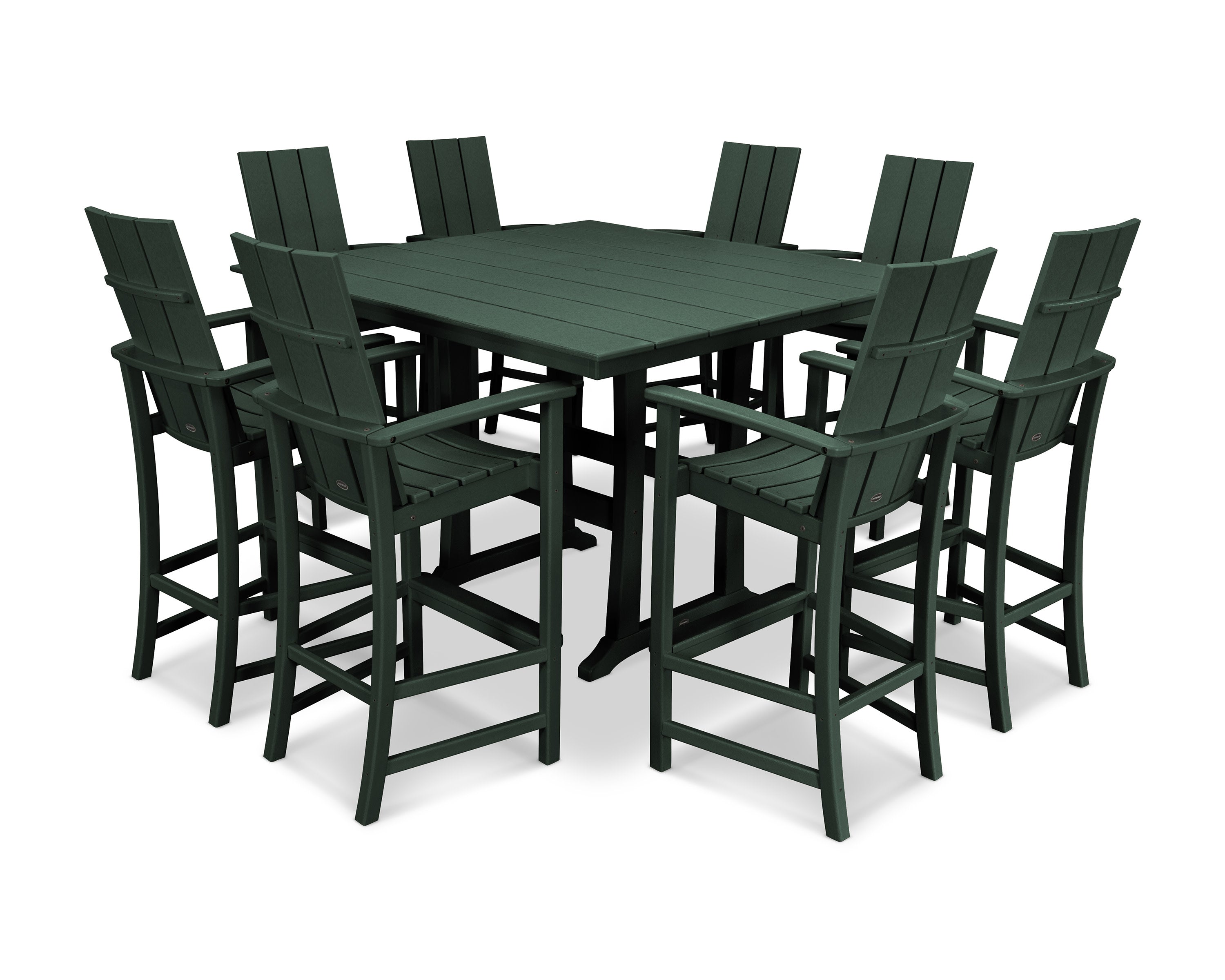 Modern Adirondack 9-Piece Farmhouse Trestle Bar Set in Green
