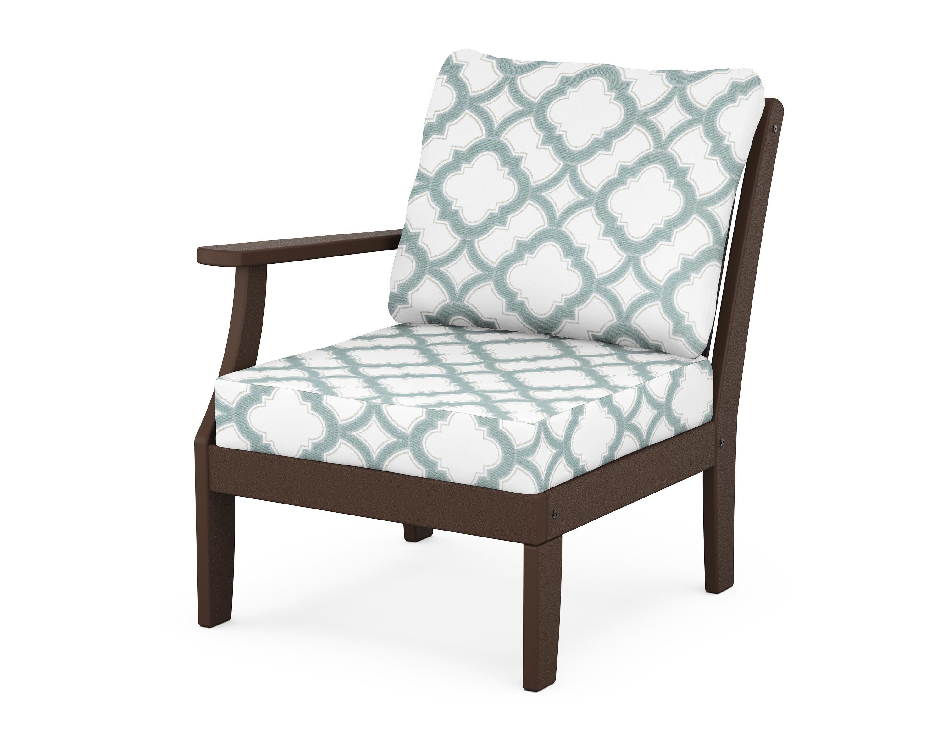 Braxton Modular Left Arm Chair in Mahogany / Trellis Glacier Spa