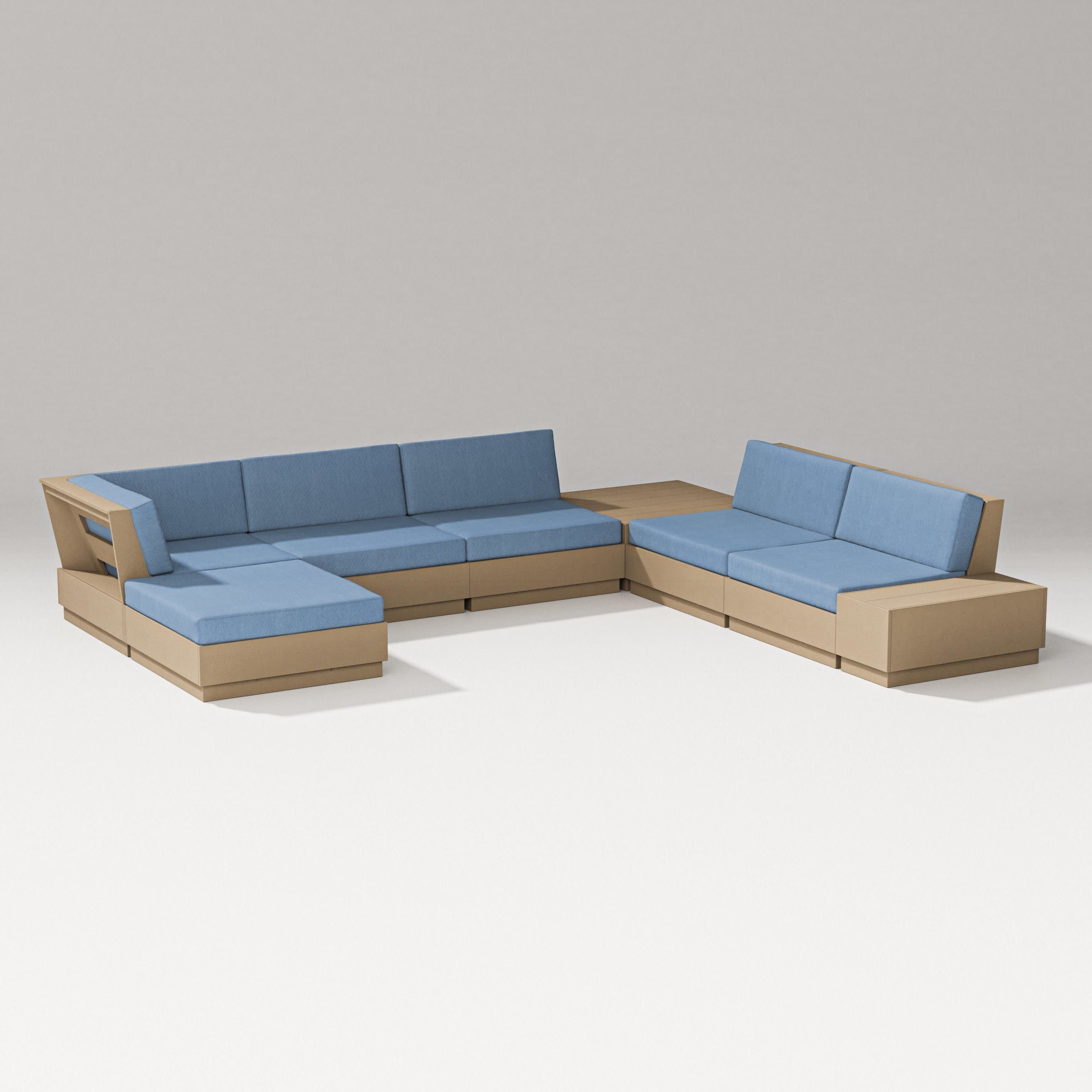 Elevate 8-Piece Corner Sectional in Vintage Sahara / Sky Blue