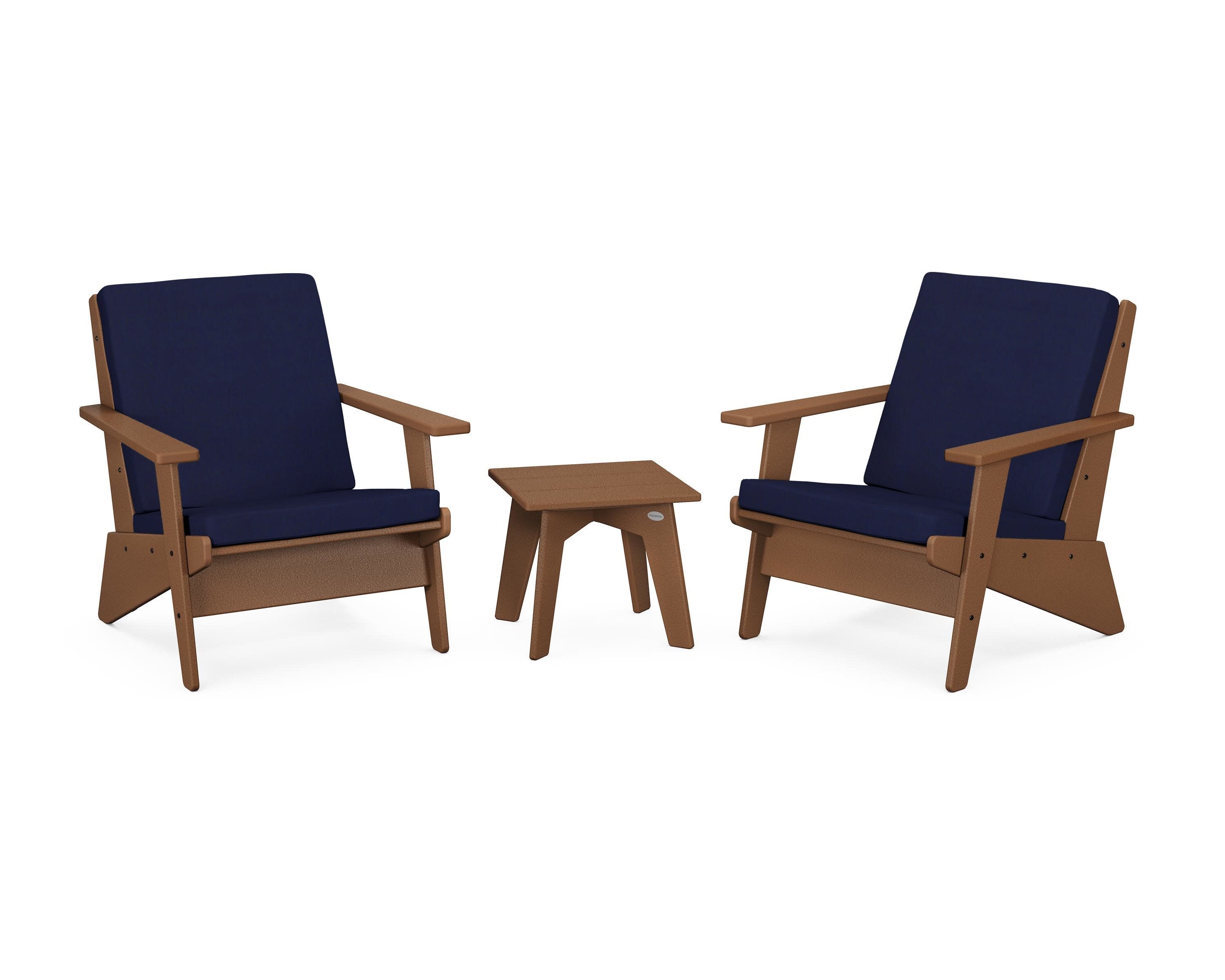Riviera Modern Lounge 3-Piece Set in Teak / Navy