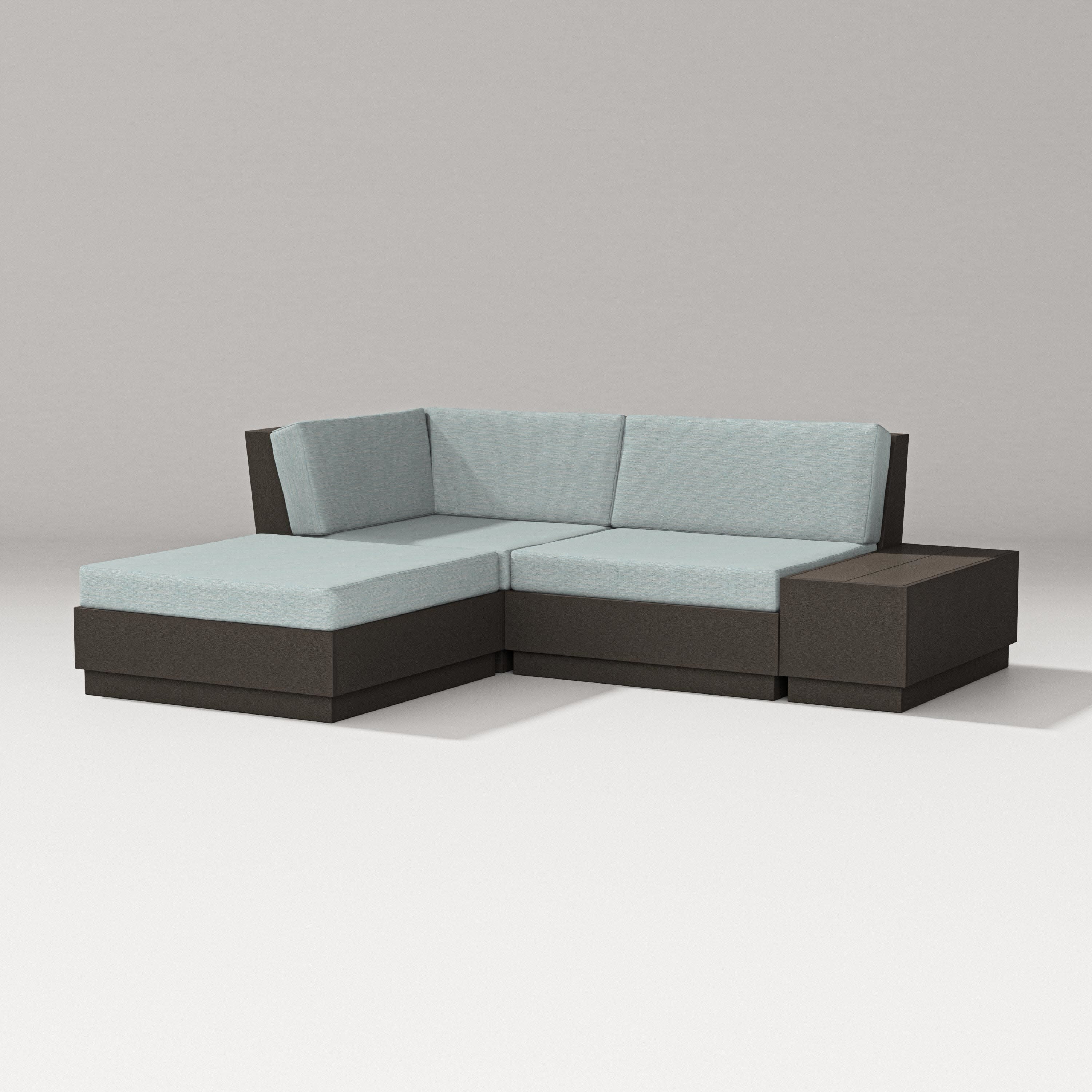Elevate Loveseat Sectional with Chaise in Vintage Coffee / Soothe Mist