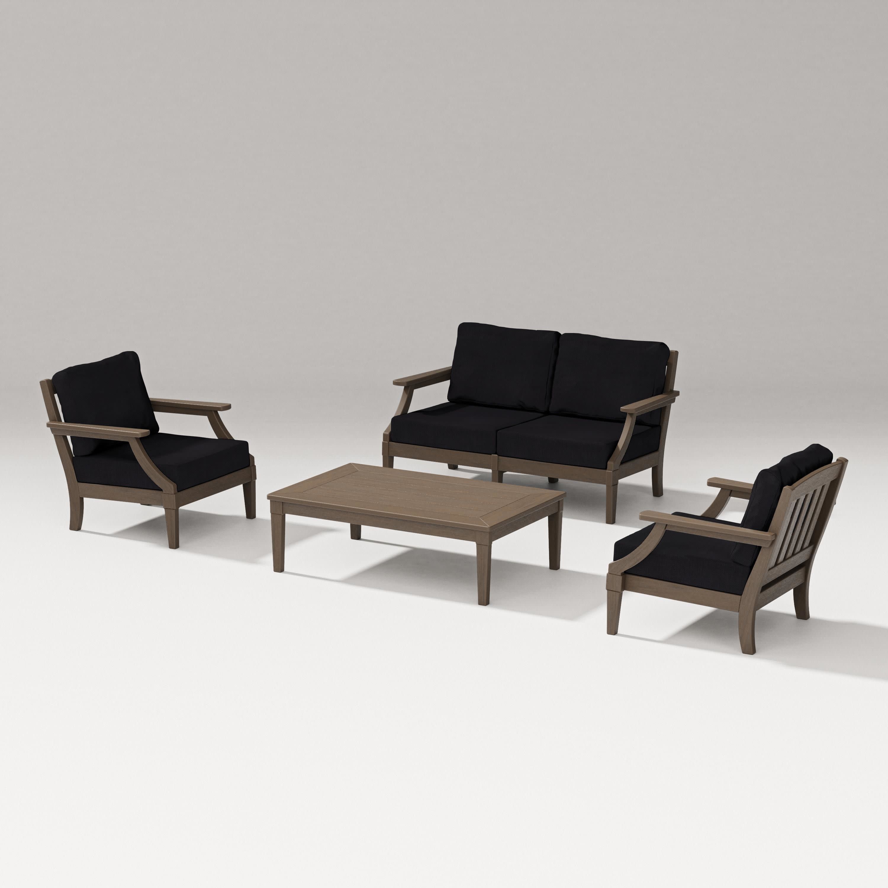 Estate Lounge 4-Piece Loveseat Set in Kona / Midnight Linen