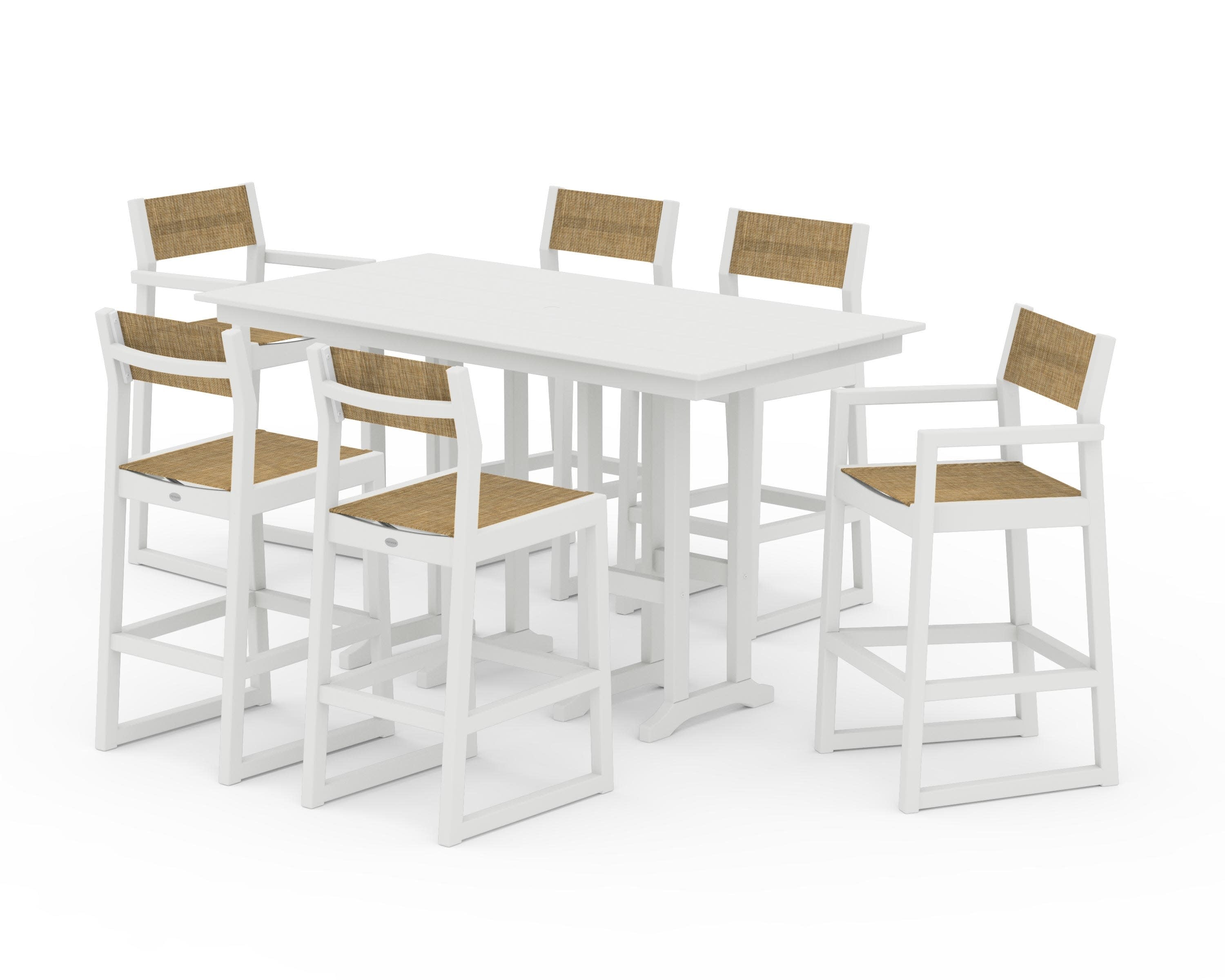 EDGE Sling 7-Piece Farmhouse Bar Set in Vintage White / Burlap Sling