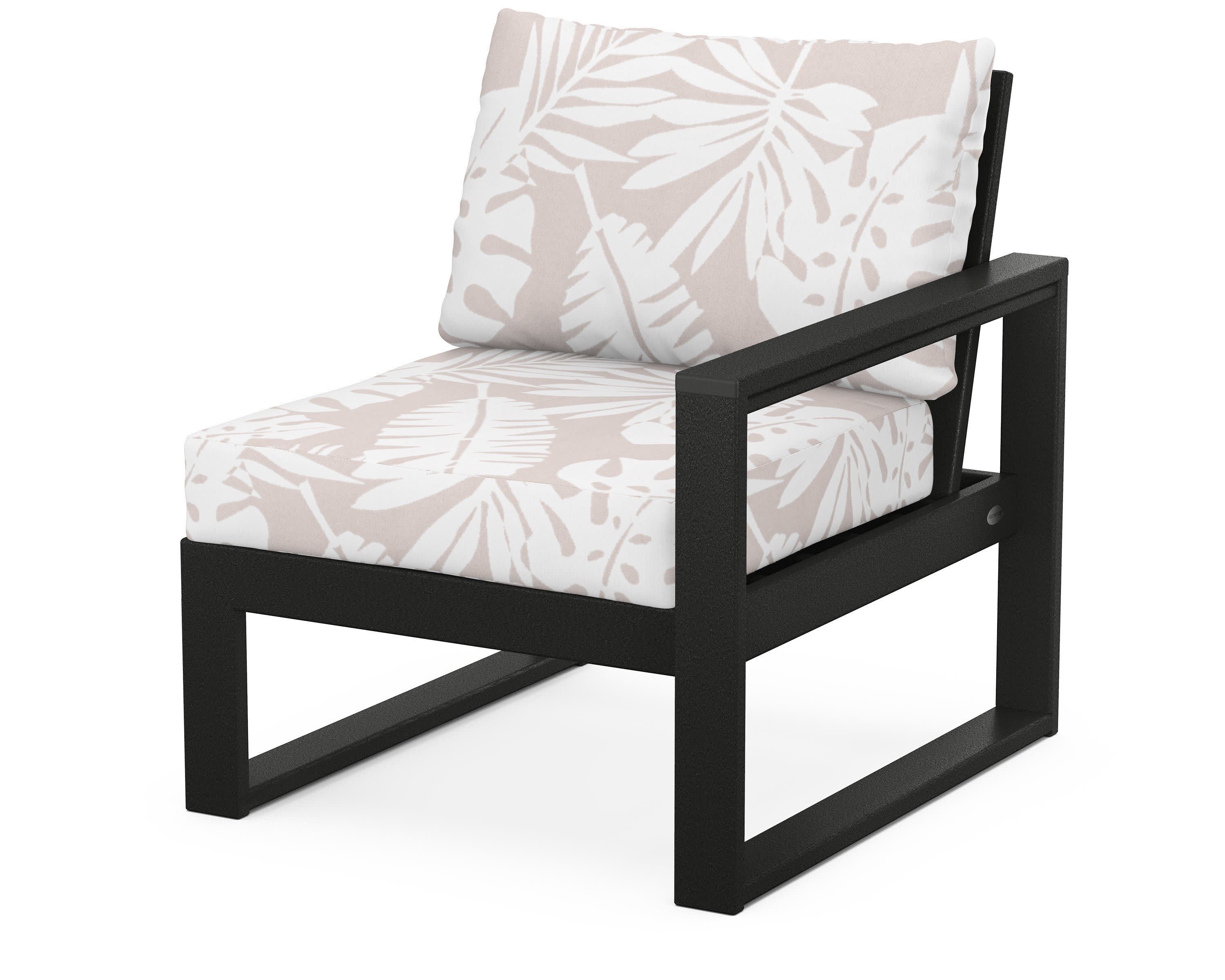 EDGE Modular Right Arm Chair in Black / Leaf Dune Burlap
