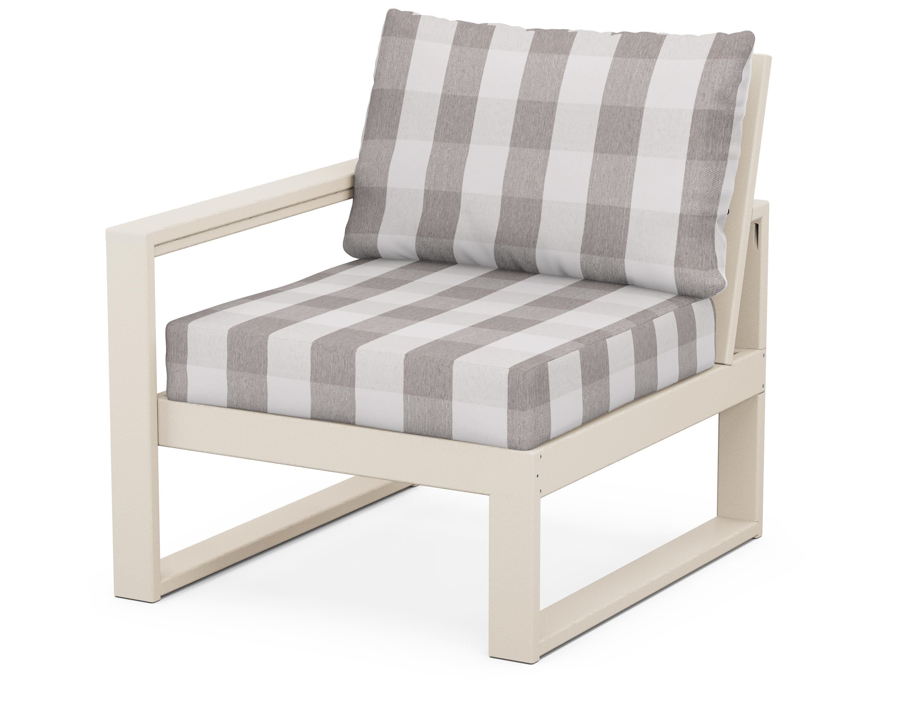 EDGE Modular Left Arm Chair in Sand / Buffalo Plaid Grey Mist