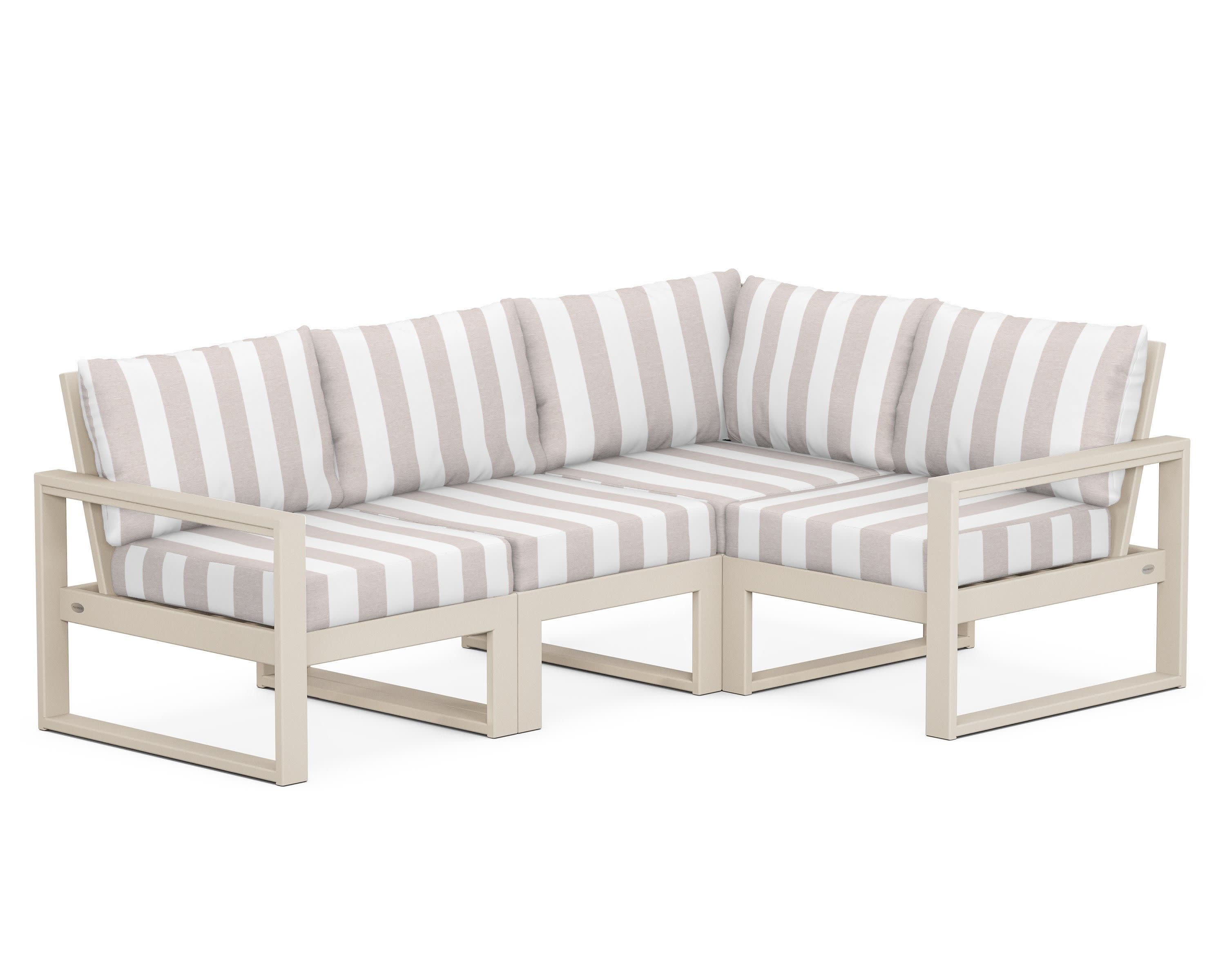 EDGE 4-Piece Modular Deep Seating Set in Sand / Cabana Stripe Dune Burlap