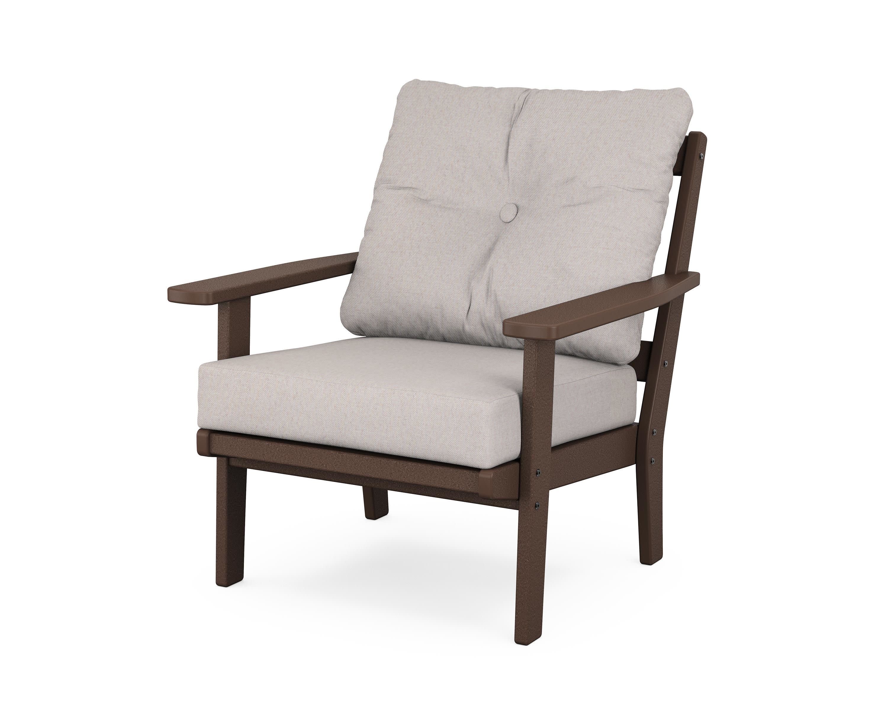 Oxford Deep Seating Chair in Mahogany / Dune Burlap