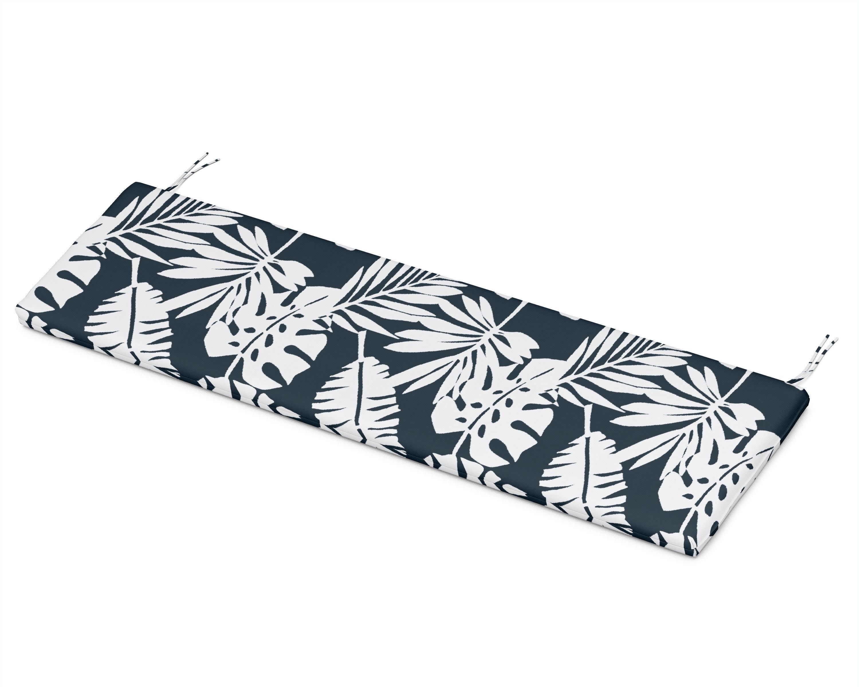 Bench Seat Cushion - 17.25"D x 56.5"W x 2.5"H in Leaf Marine Indigo