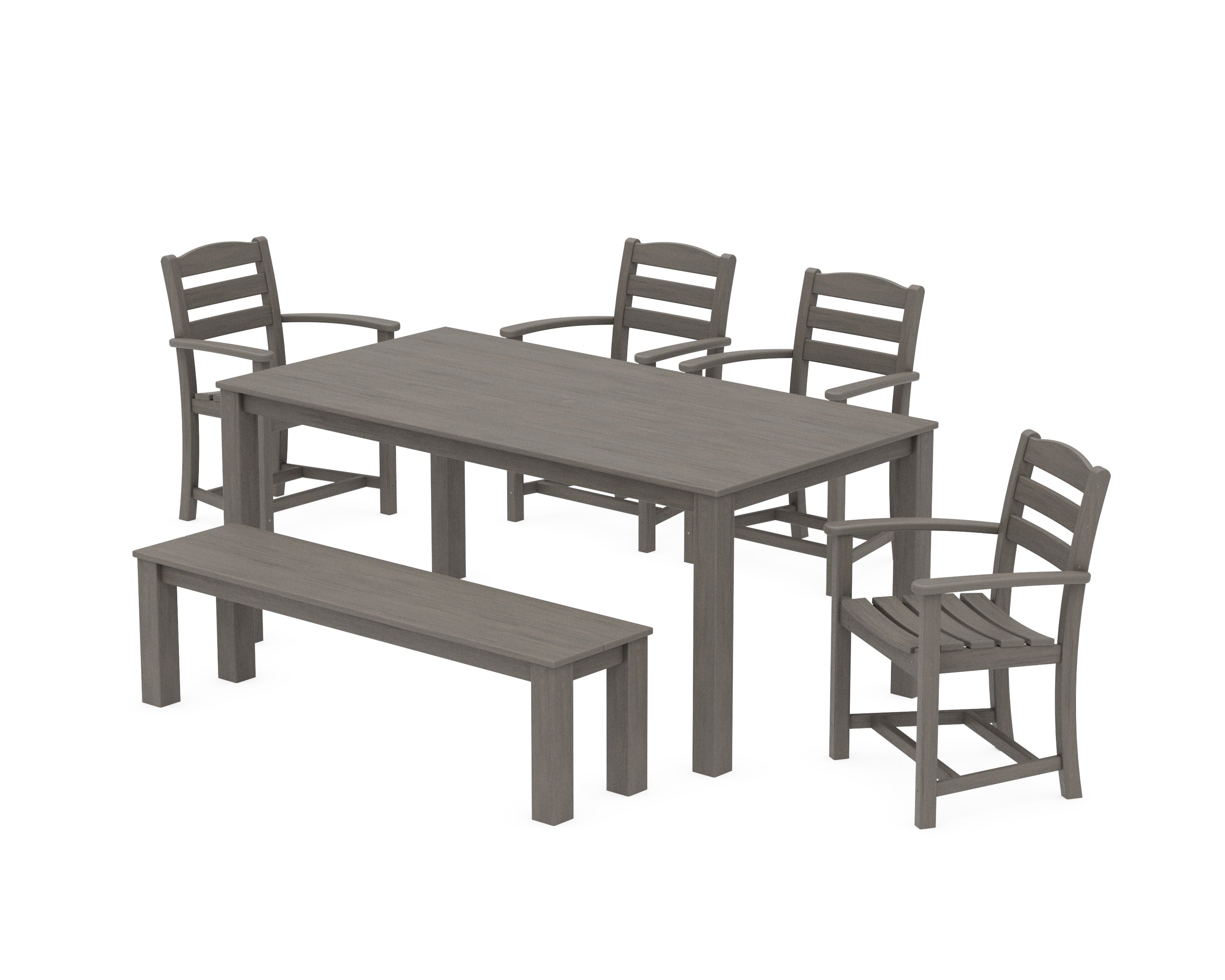 La Casa Cafe' 6-Piece Parsons Dining Set with Bench in Driftwood