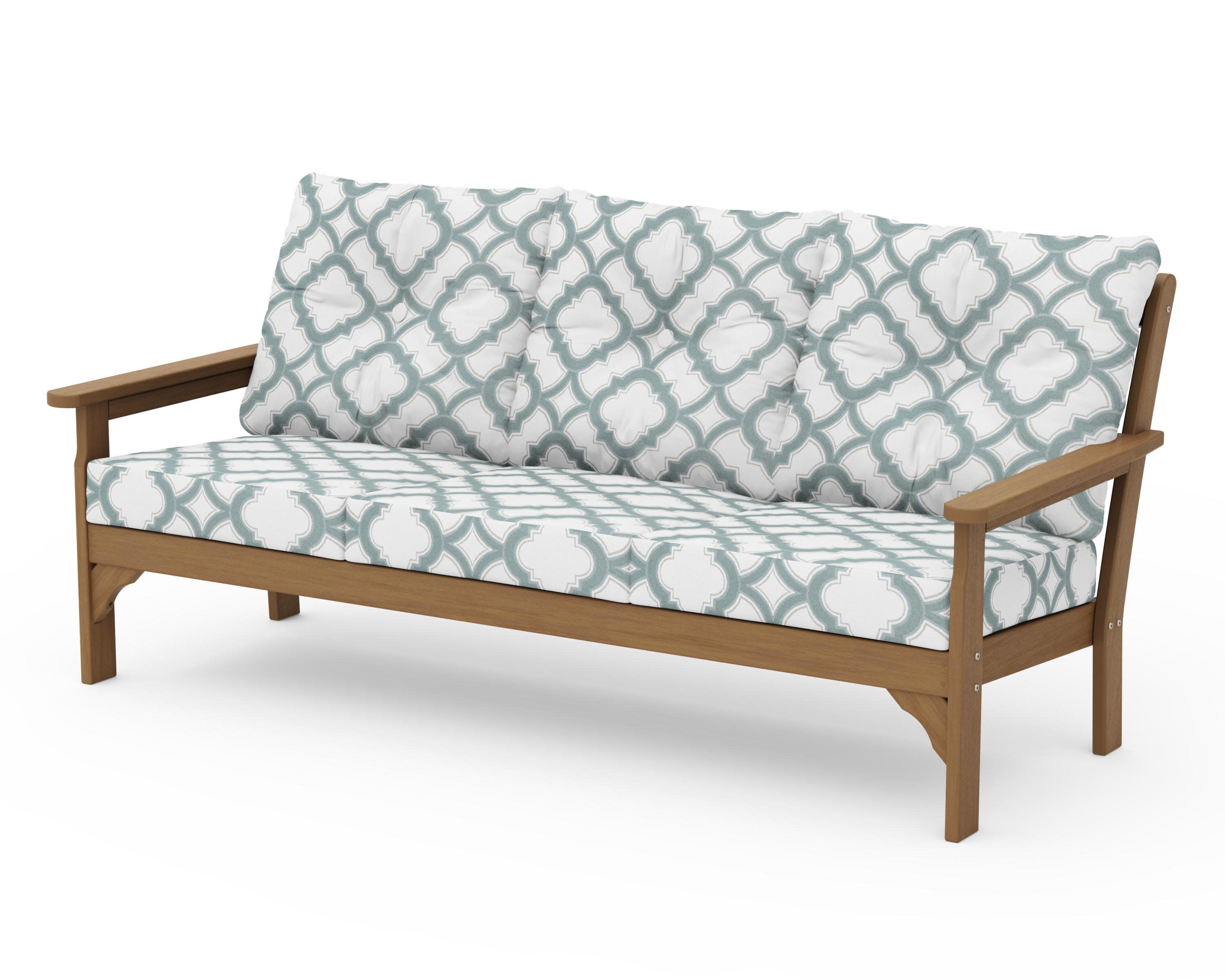 Vineyard Deep Seating Sofa in Natural / Trellis Glacier Spa