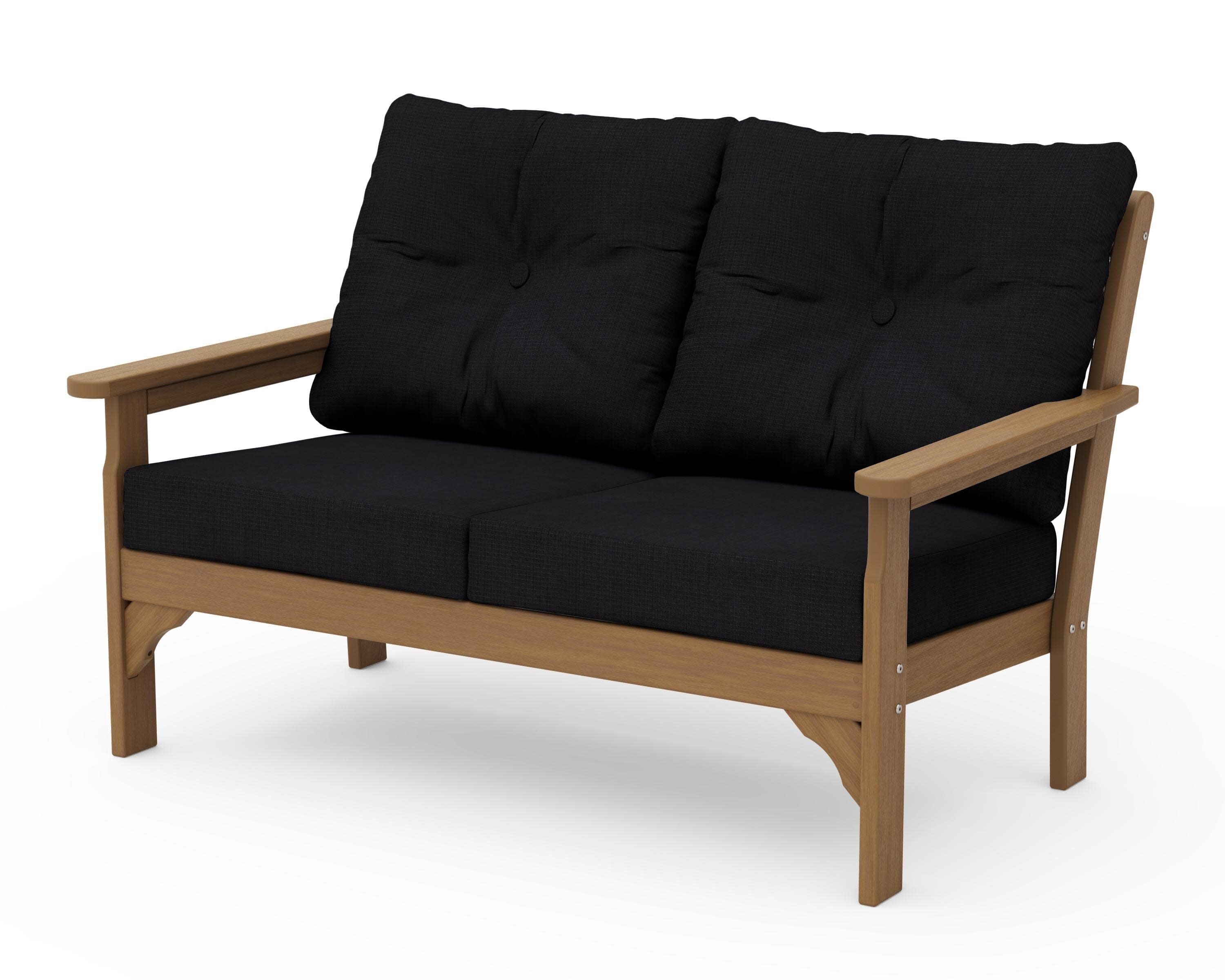 Vineyard Deep Seating Loveseat in Natural / Midnight Linen