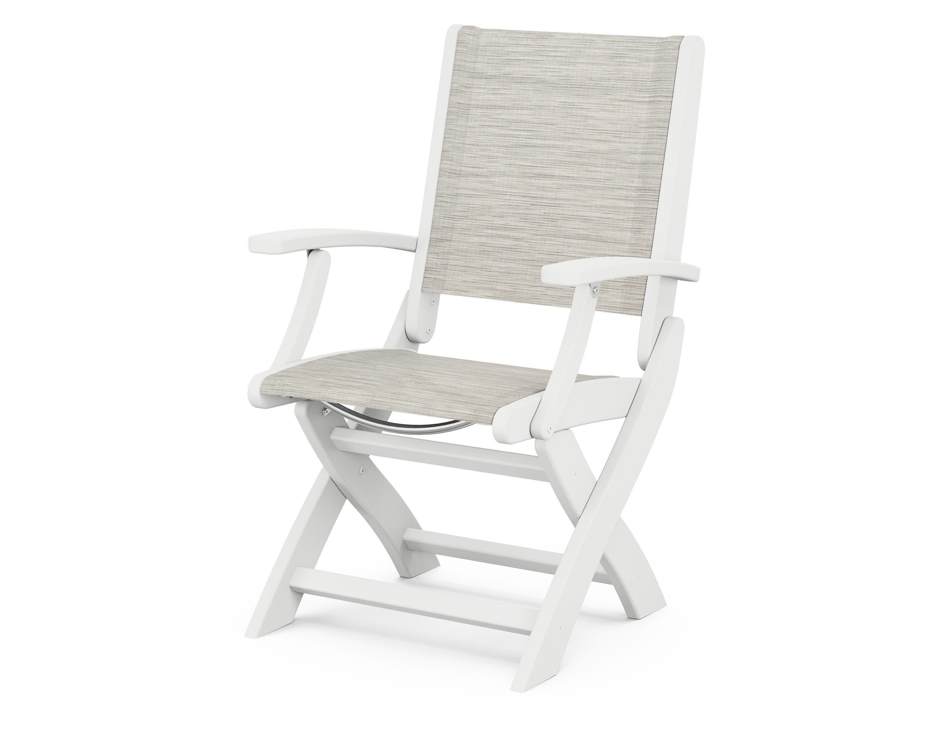 Coastal Folding Chair in White / Birch Sling