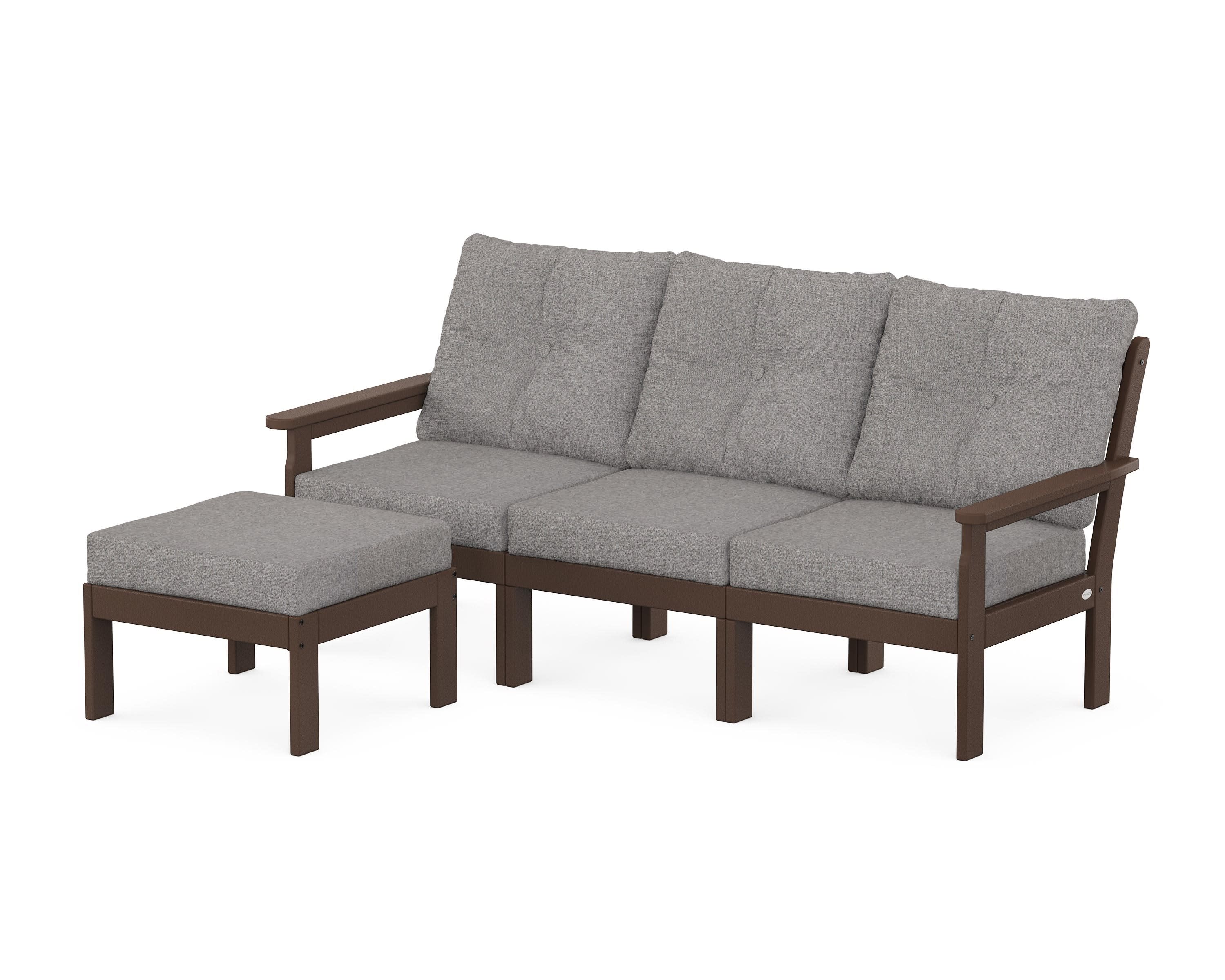 Vineyard 4-Piece Sectional with Ottoman in Mahogany / Grey Mist