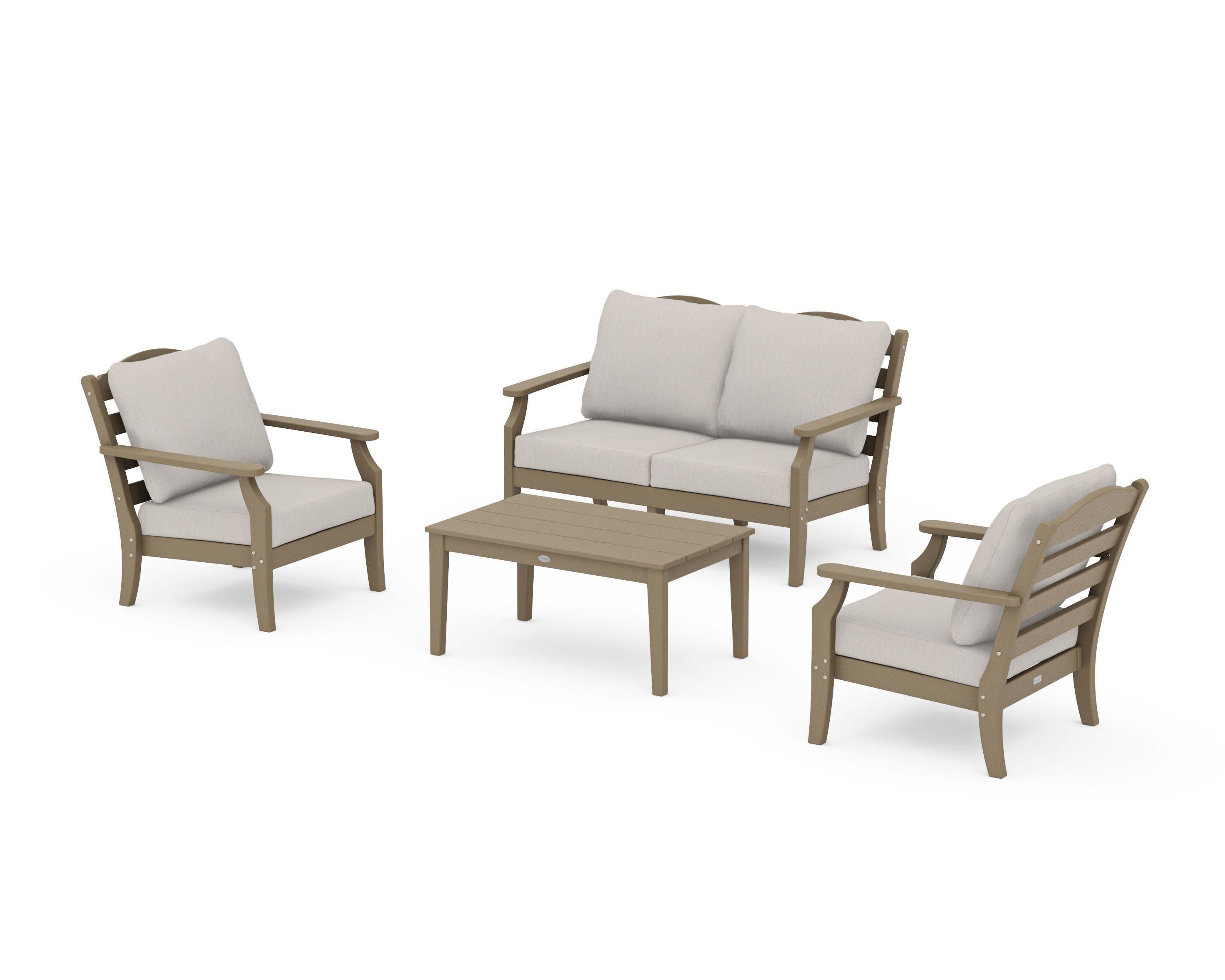 Savannah 4-Piece Deep Seating Set with Loveseat in Vintage Sahara / Cast Ash