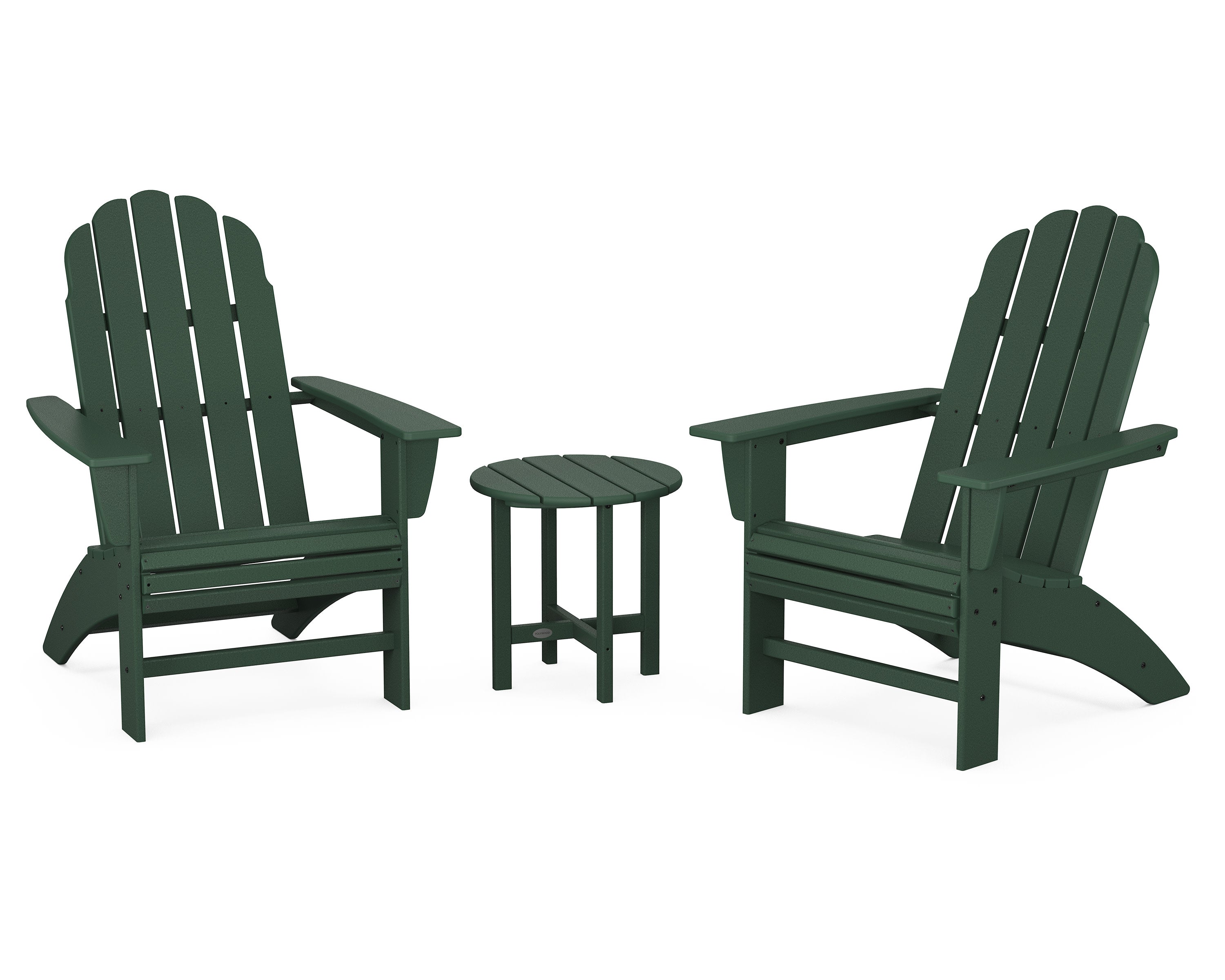 Vineyard 3-Piece Curveback Adirondack Set in Green