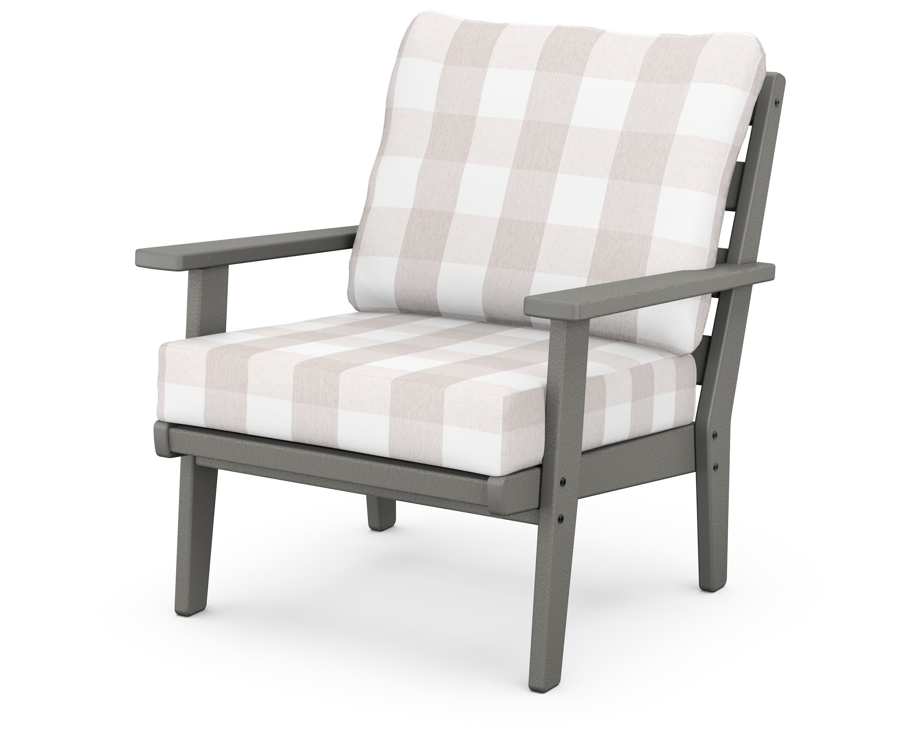 Grant Park Deep Seating Chair in Slate Grey / Buffalo Plaid Dune Burlap
