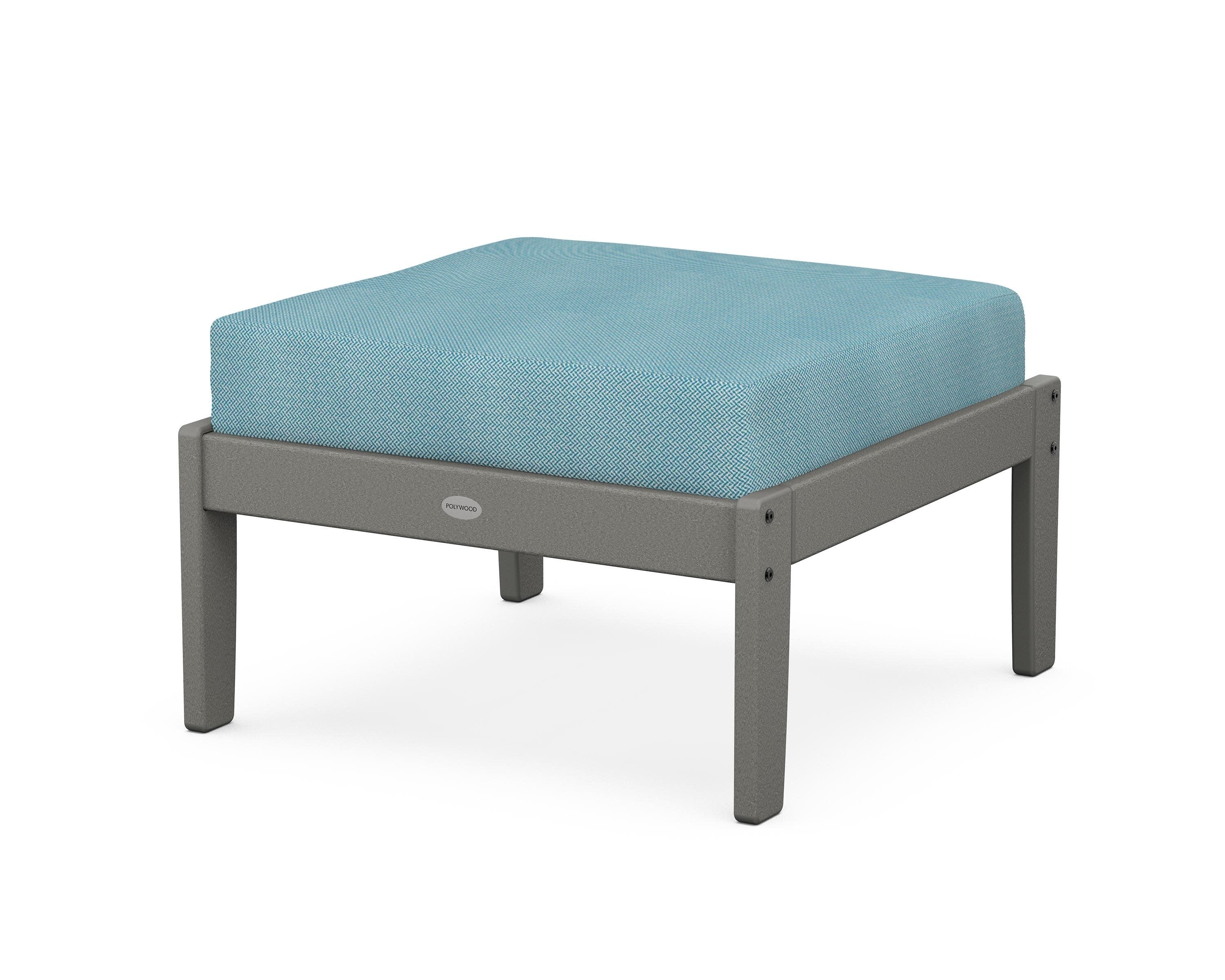 Braxton Deep Seating Ottoman in Slate Grey / Lattice Sky Blue