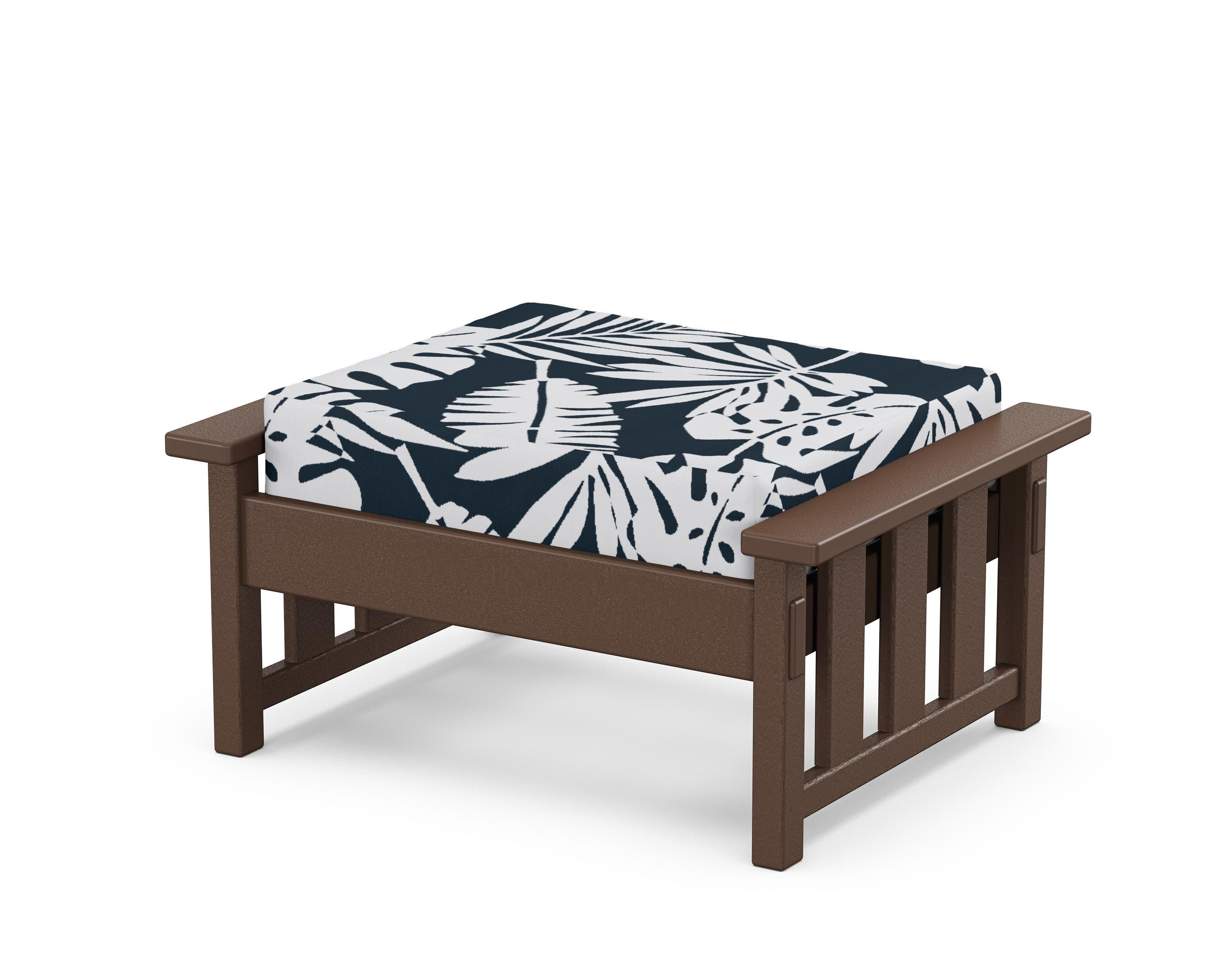 Acadia Deep Seating Ottoman in Mahogany / Leaf Marine Indigo