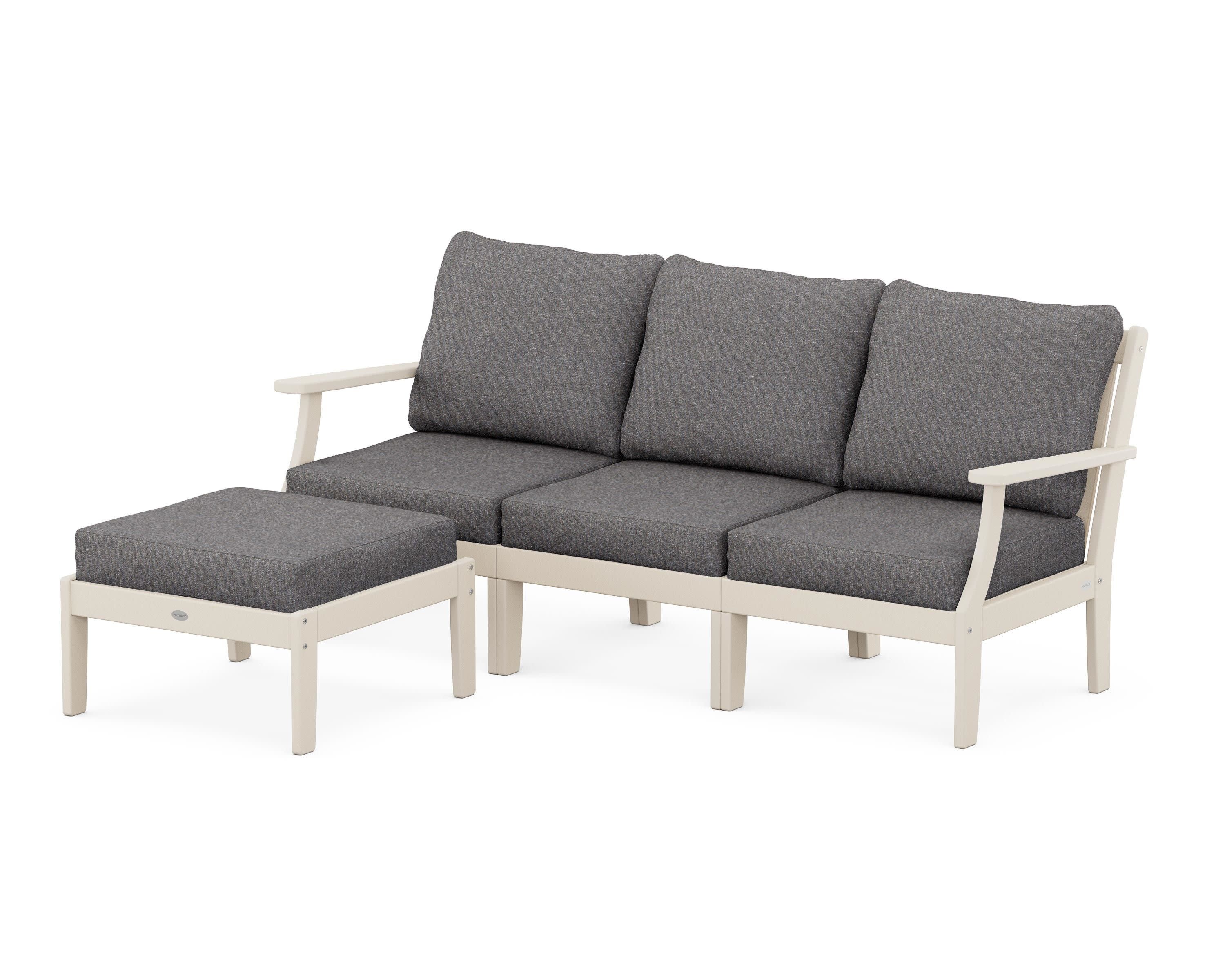 Braxton Modular 4-Piece Deep Seating Set with Ottoman in Sand / Ash Charcoal