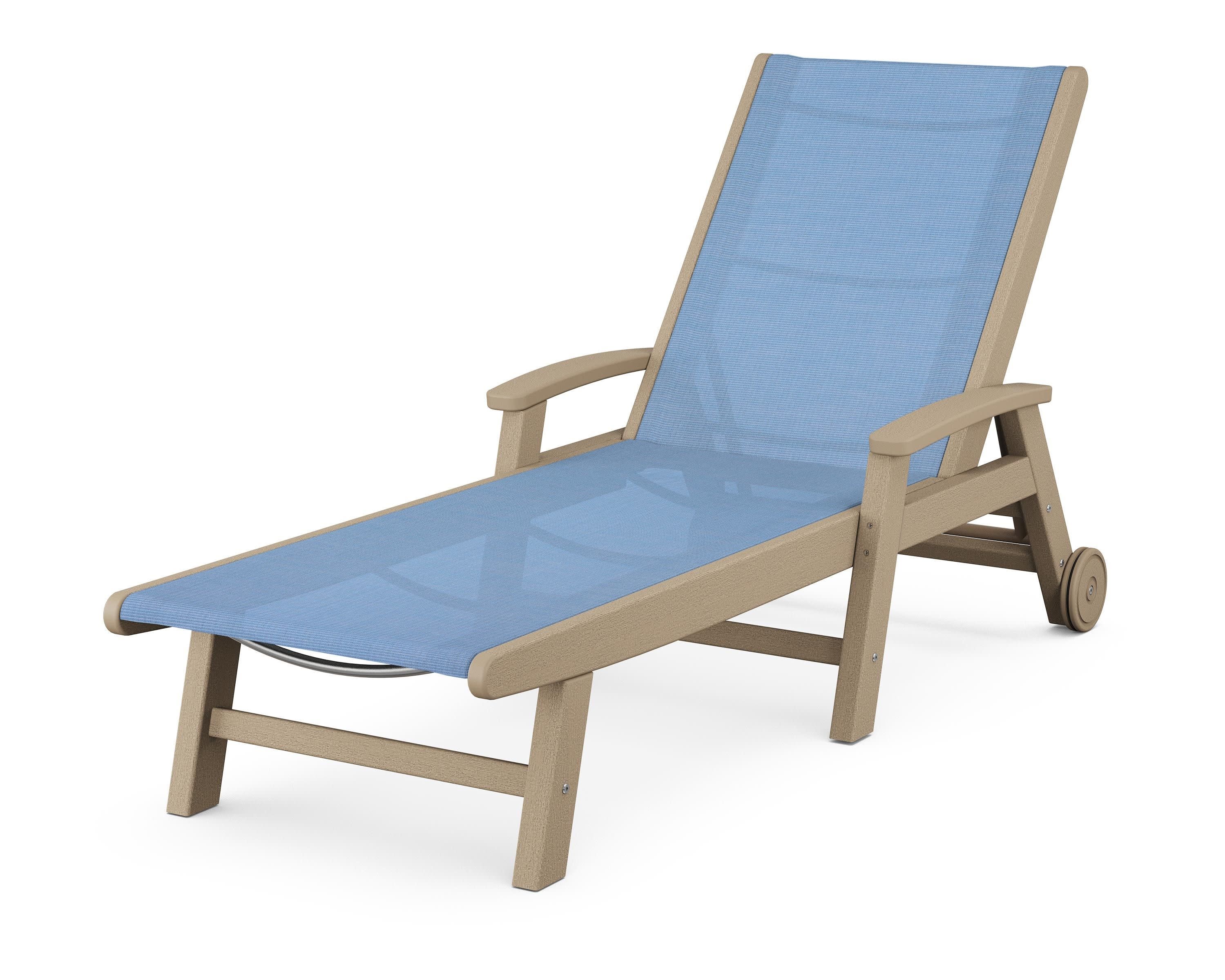 Coastal Chaise with Wheels in Vintage Sahara / Poolside Sling