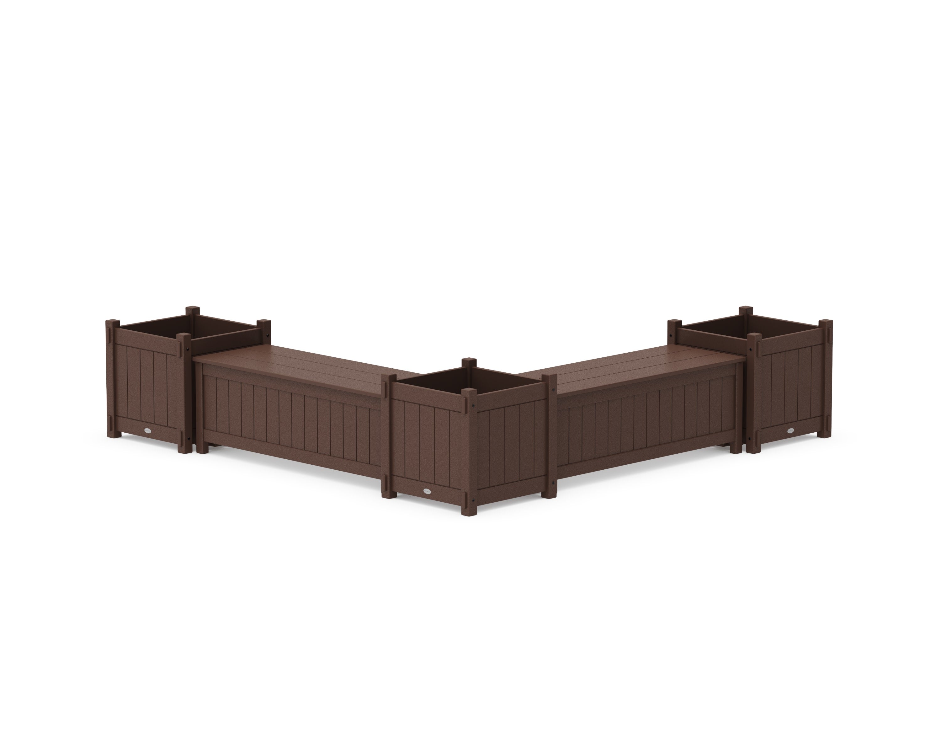 48" Vineyard L- Shaped Planter Storage Bench Corner Set- Large in Mahogany