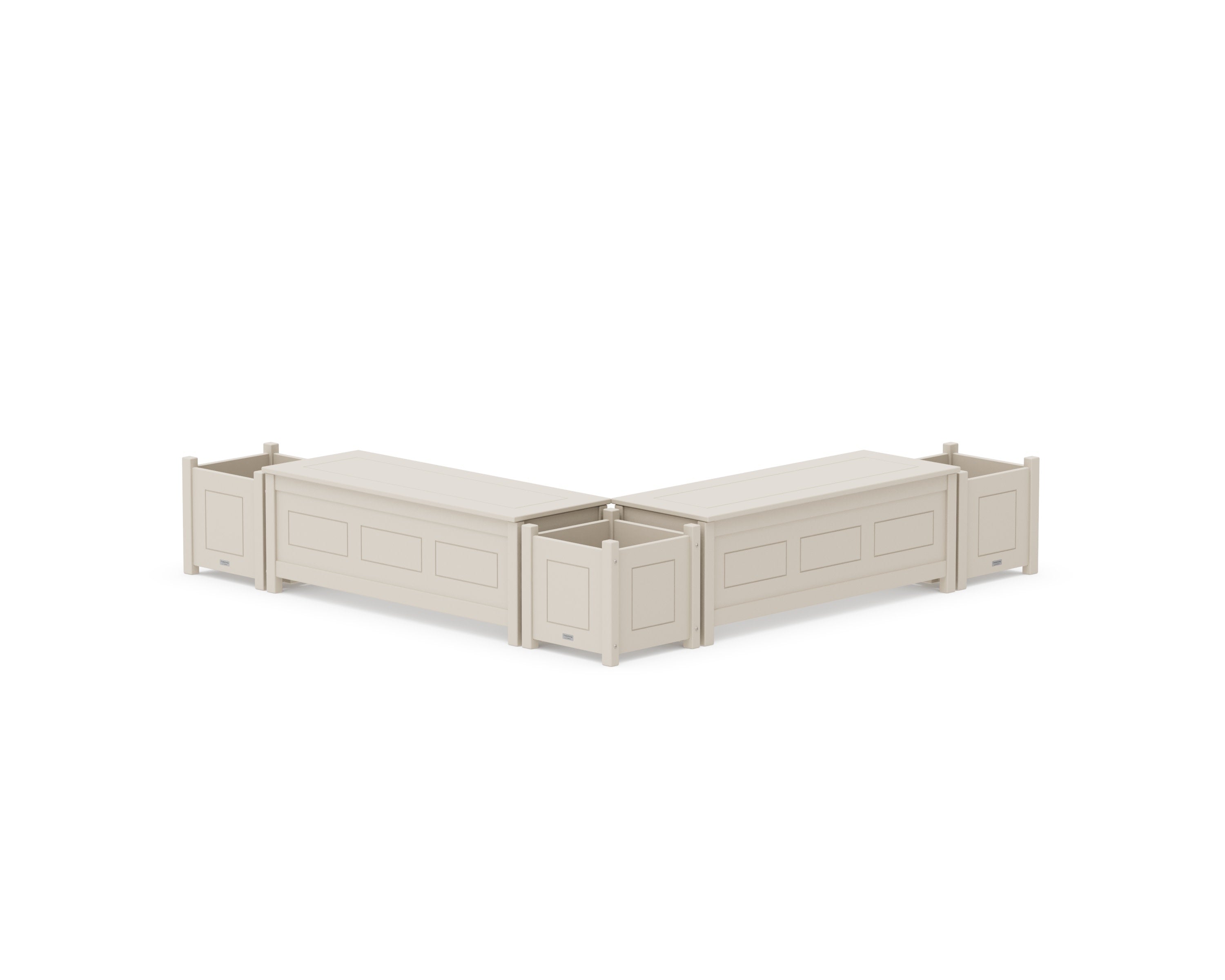 48" Country Living L- Shaped Planter Storage Bench Corner Set in Sand