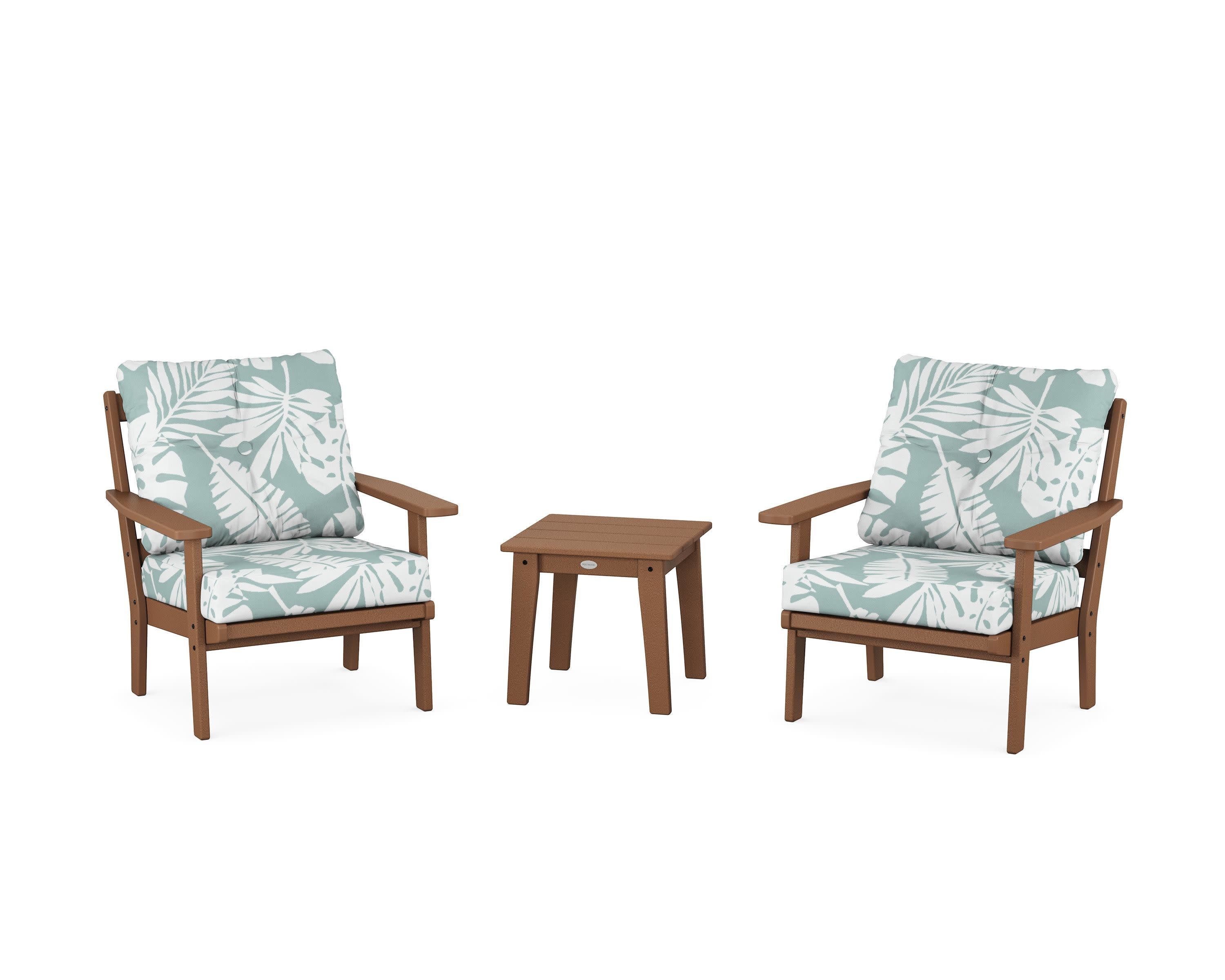 Oxford 3-Piece Deep Seating Set in Teak / Leaf Glacier Spa