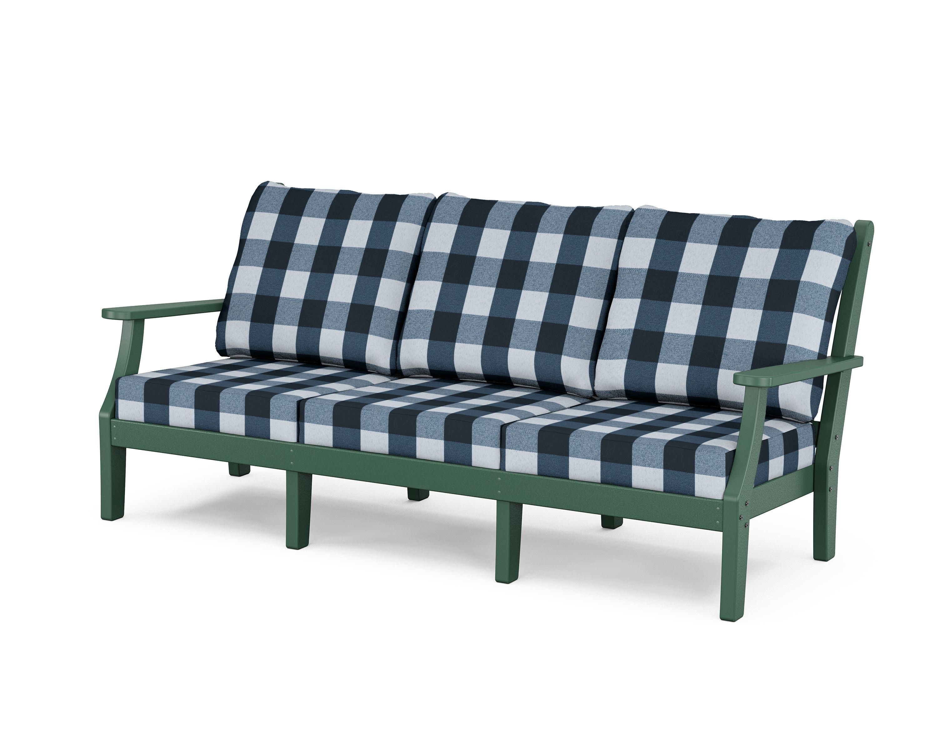 Wovendale Deep Seating Sofa in Green / Buffalo Plaid Marine Indigo