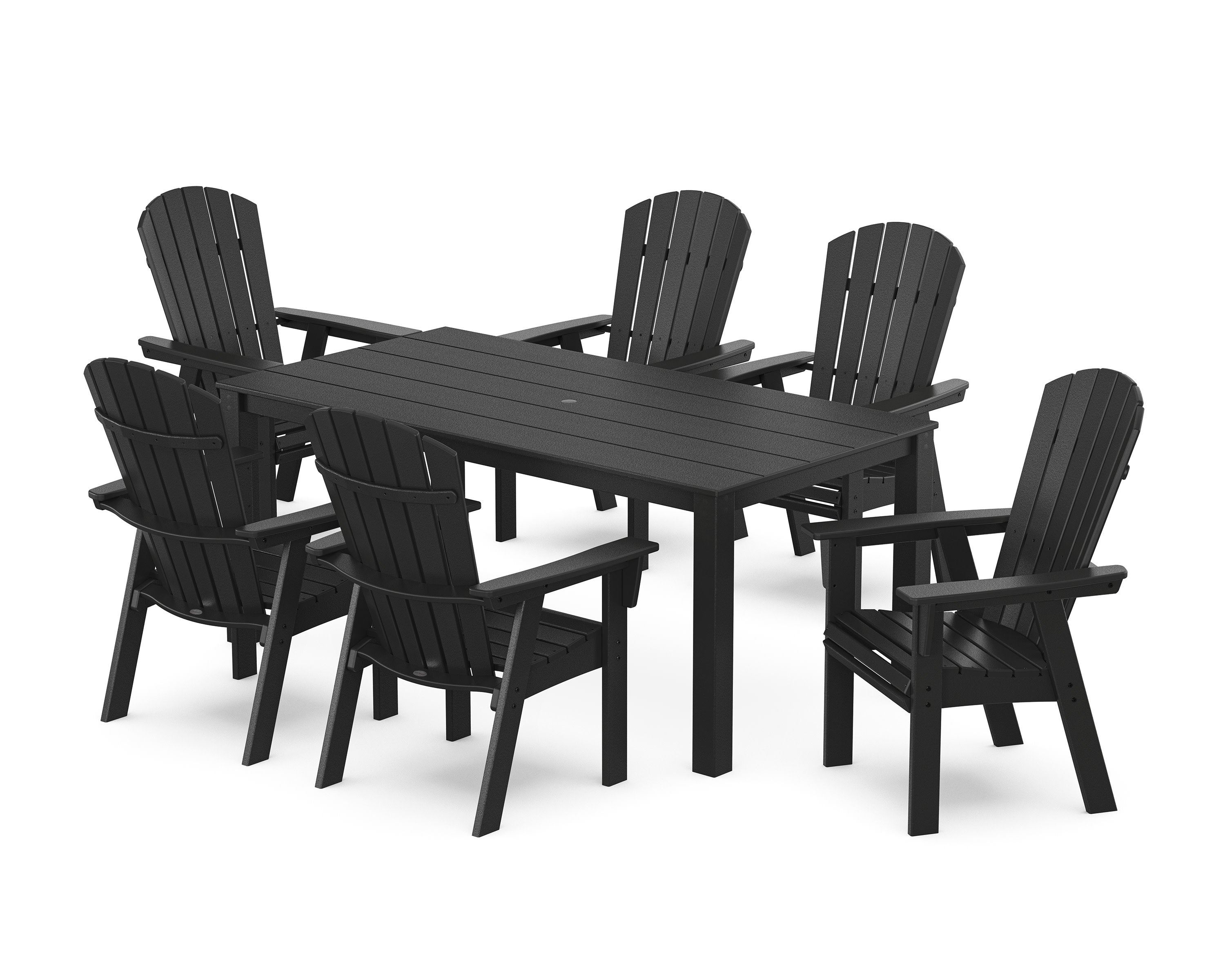 Nautical Curveback Adirondack 7-Piece Parsons Dining Set in Black