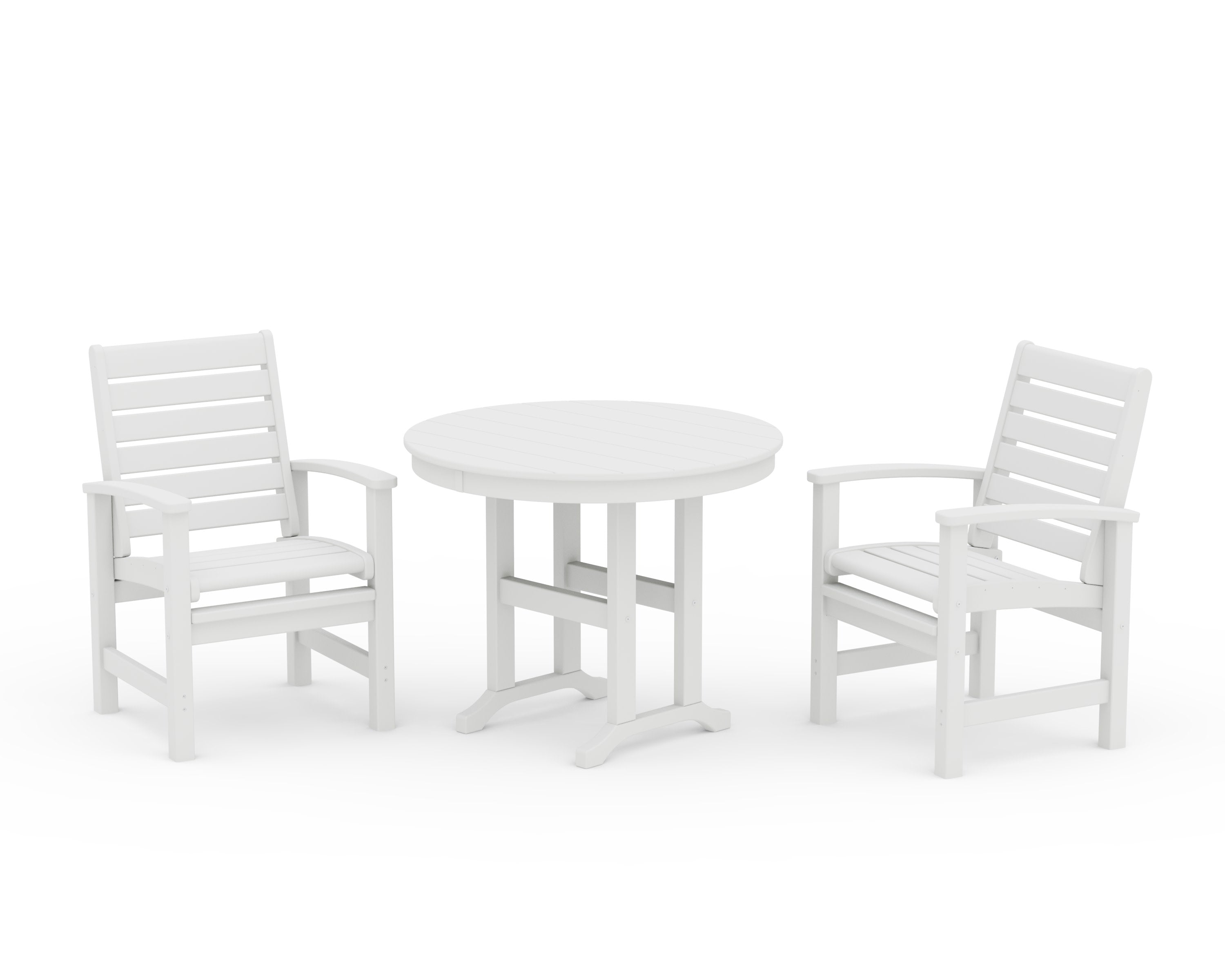 Signature 3-Piece Round Farmhouse Dining Set in White