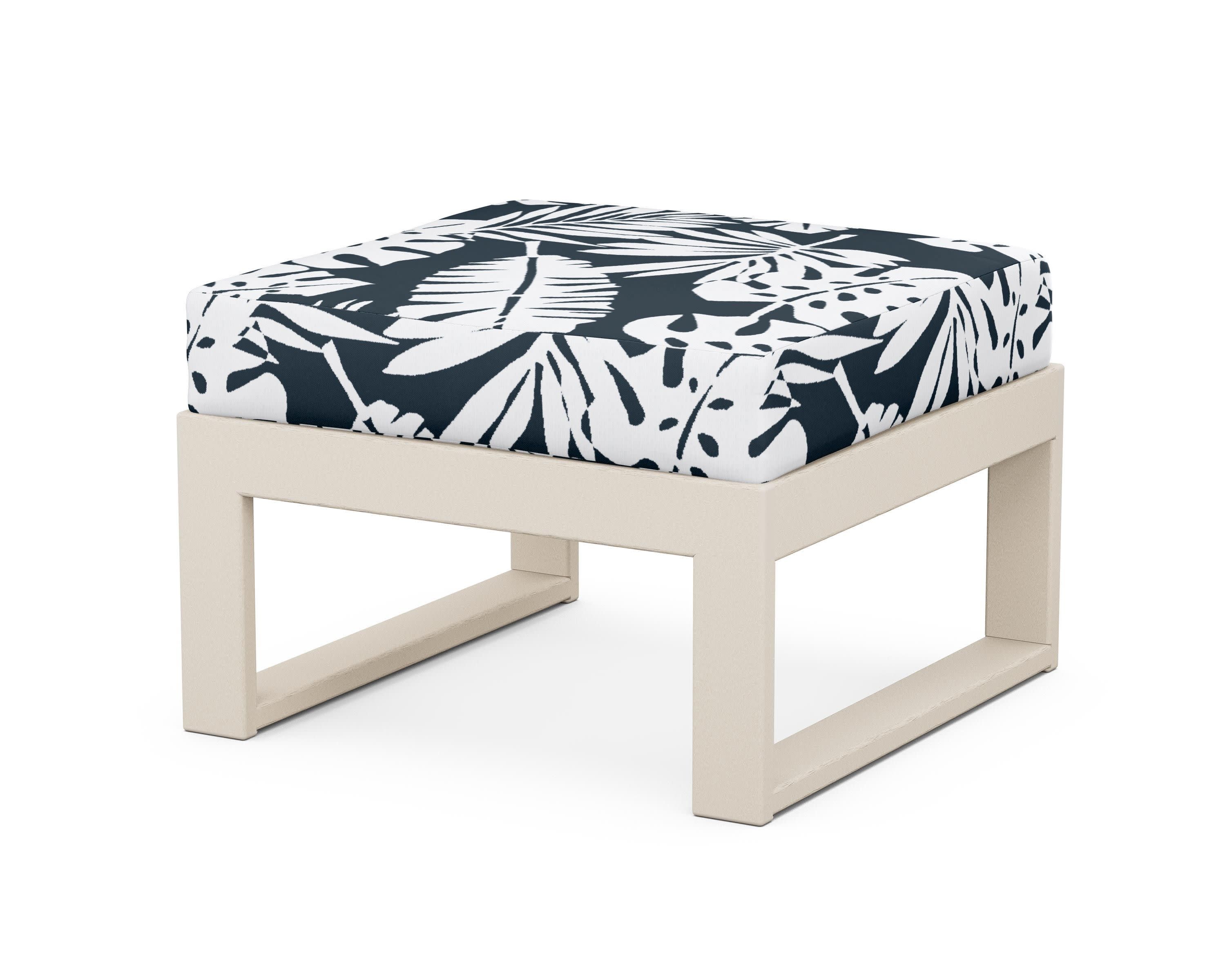 Modular Ottoman - Modern in Sand / Leaf Marine Indigo