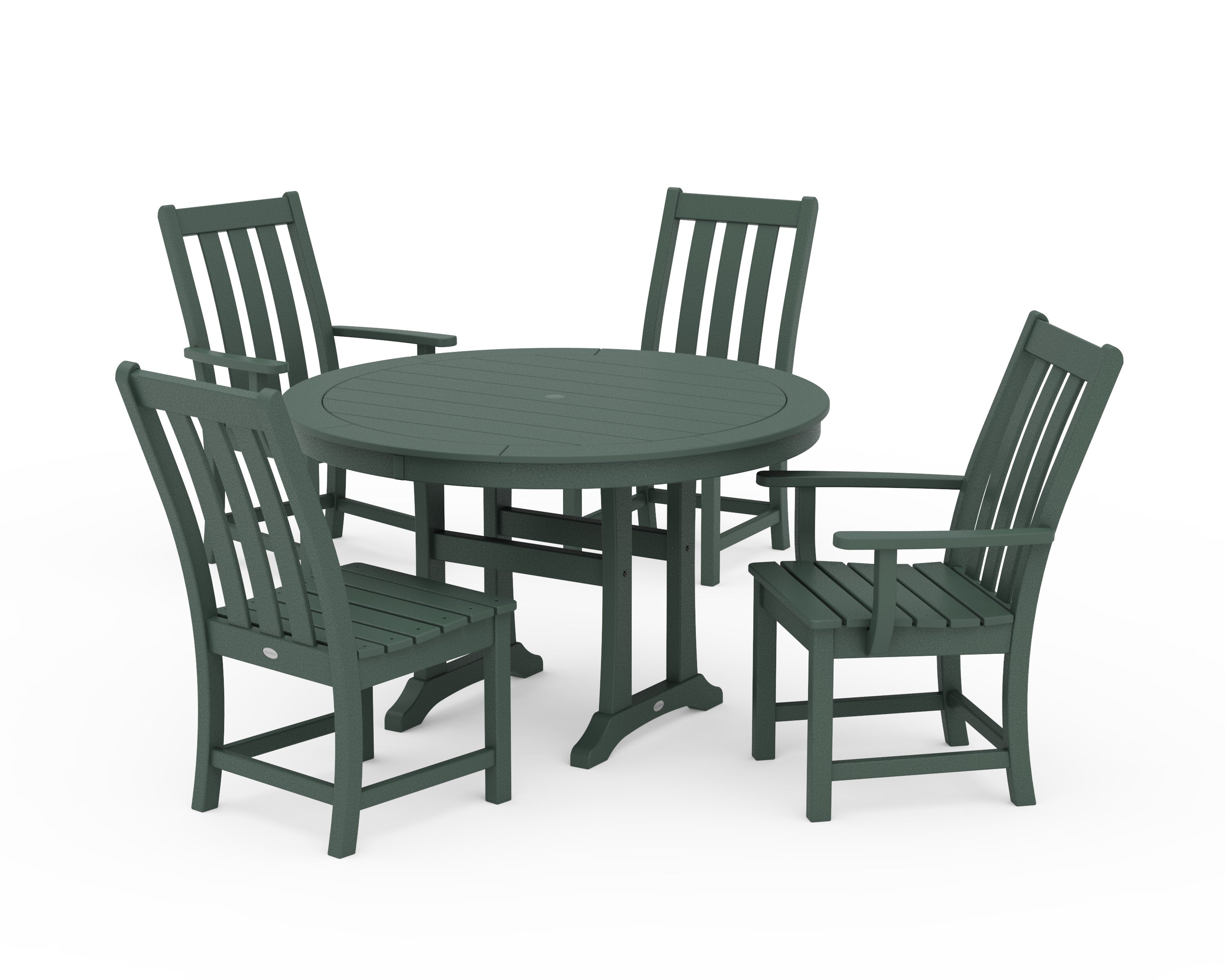 Vineyard 5-Piece Nautical Trestle Dining Set in Green