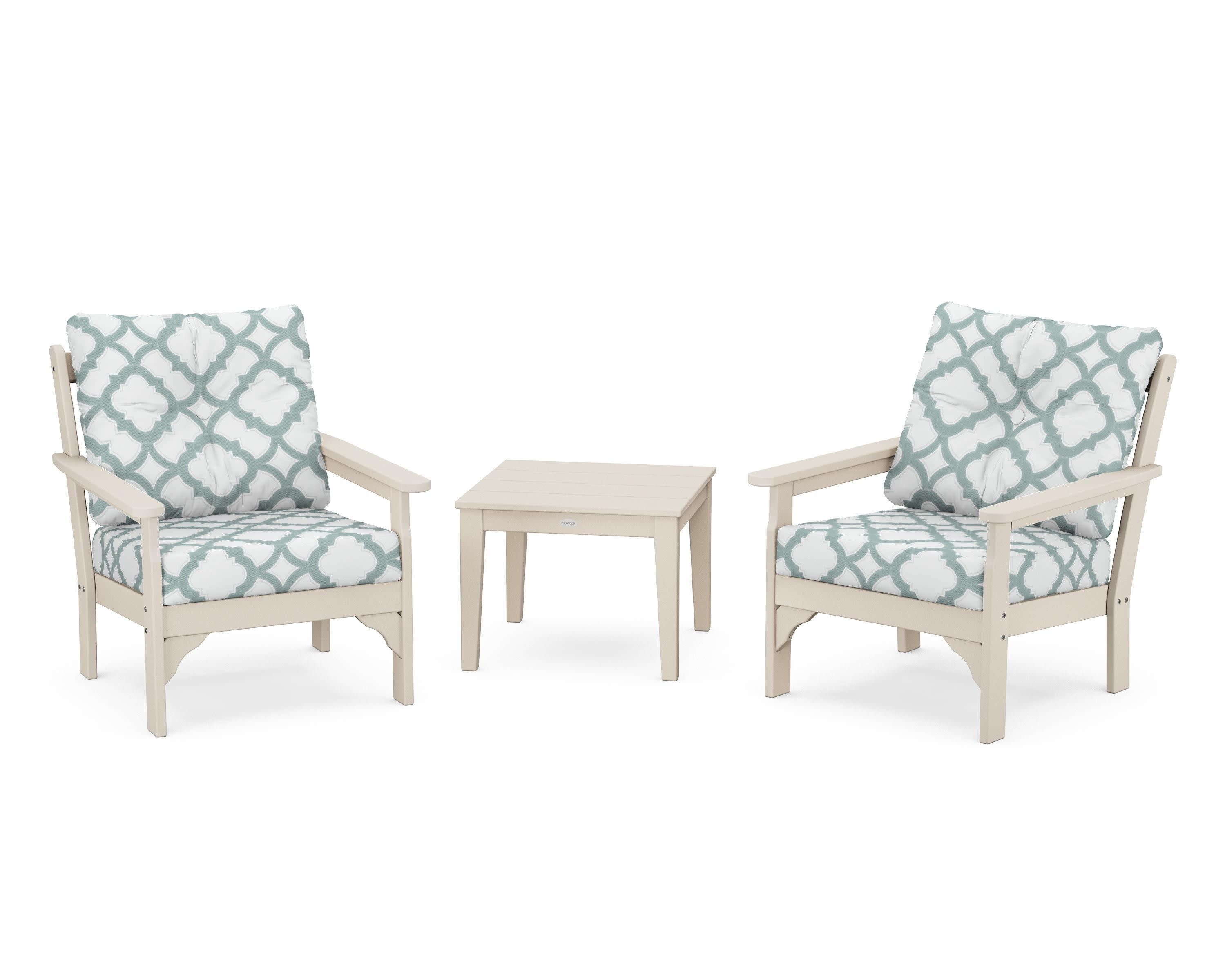 Vineyard 3-Piece Deep Seating Set in Sand / Trellis Glacier Spa