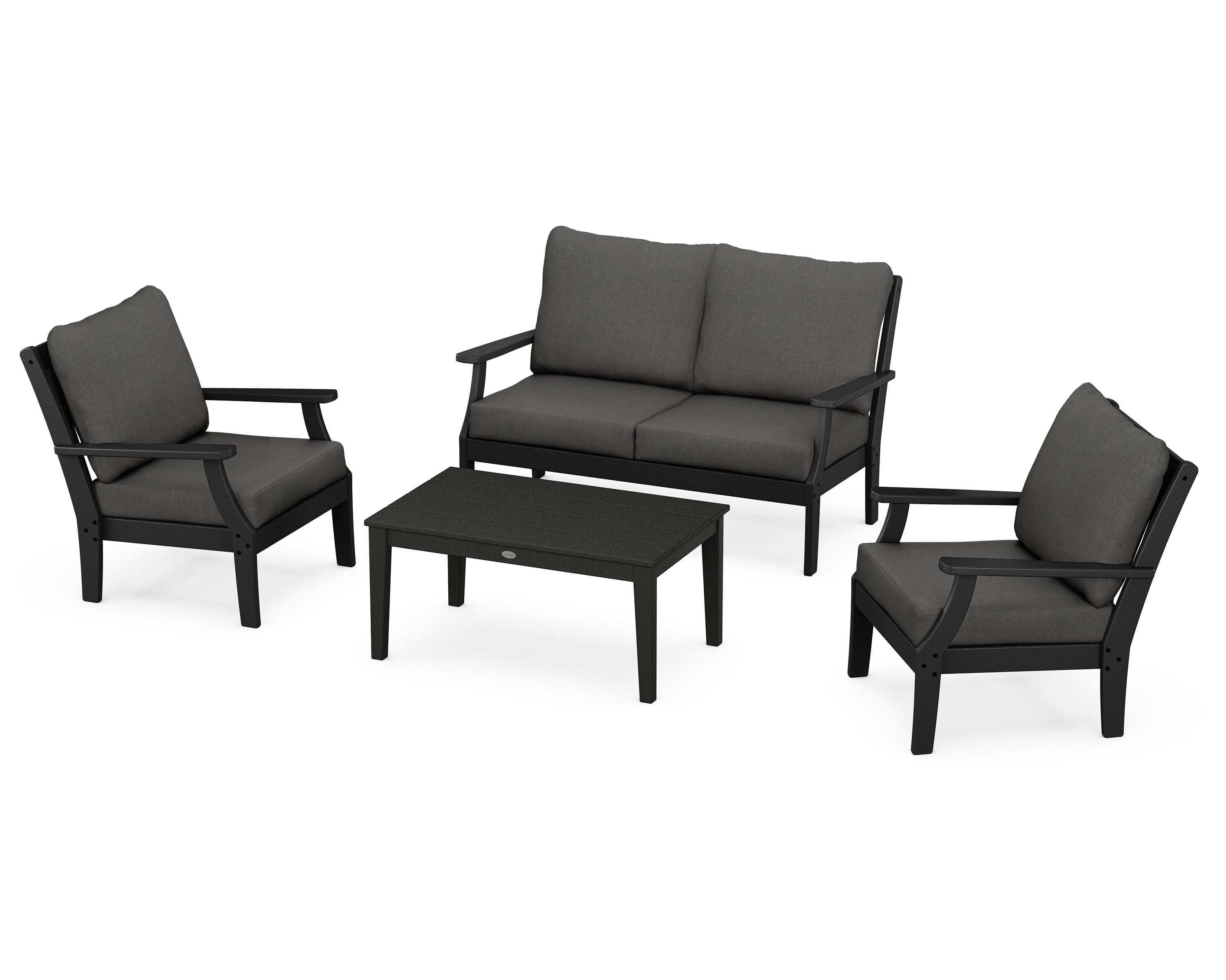 Braxton 4-Piece Deep Seating Chair Set in Black / Spectrum Carbon