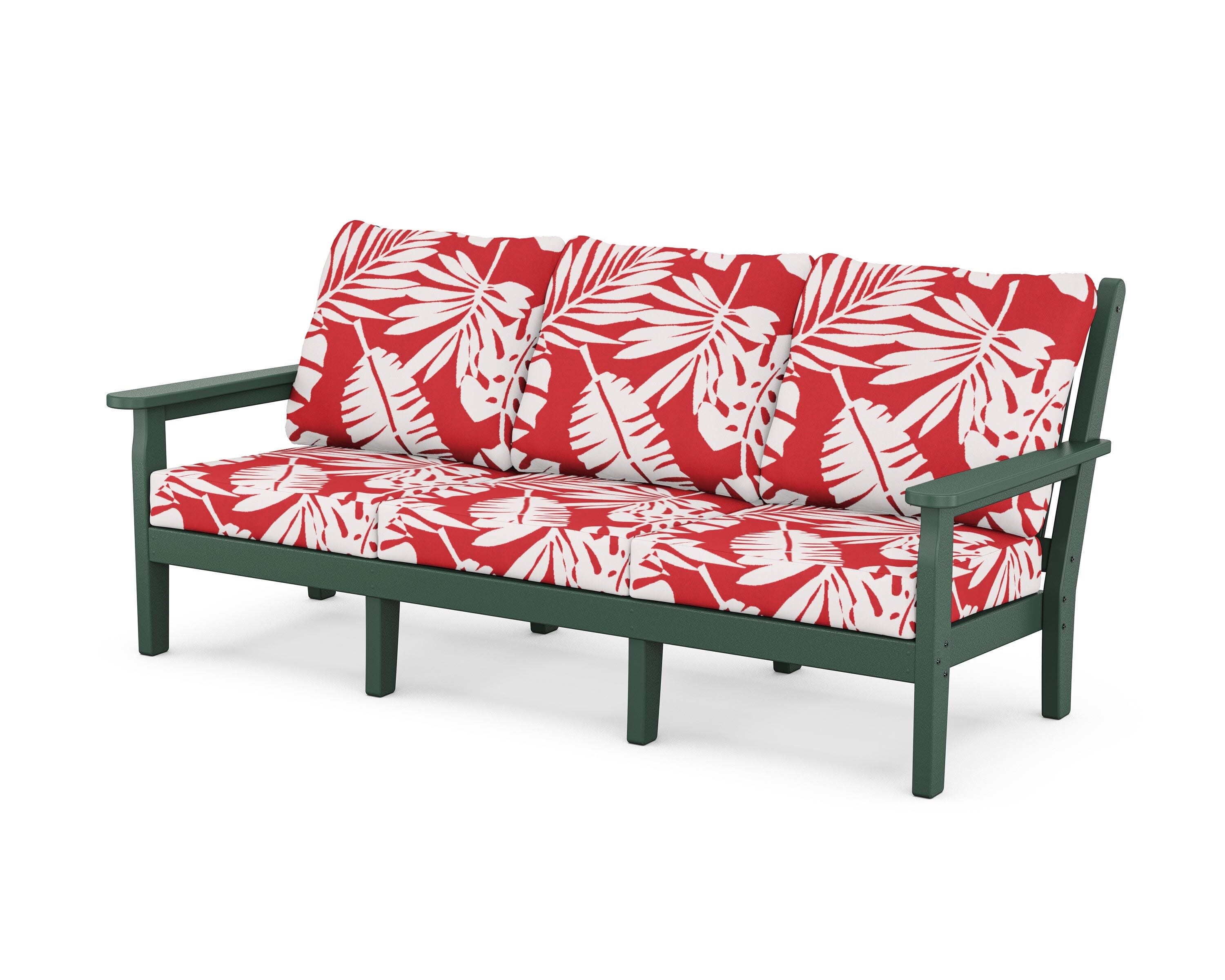 Chippendale Deep Seating Sofa in Green / Leaf Crimson