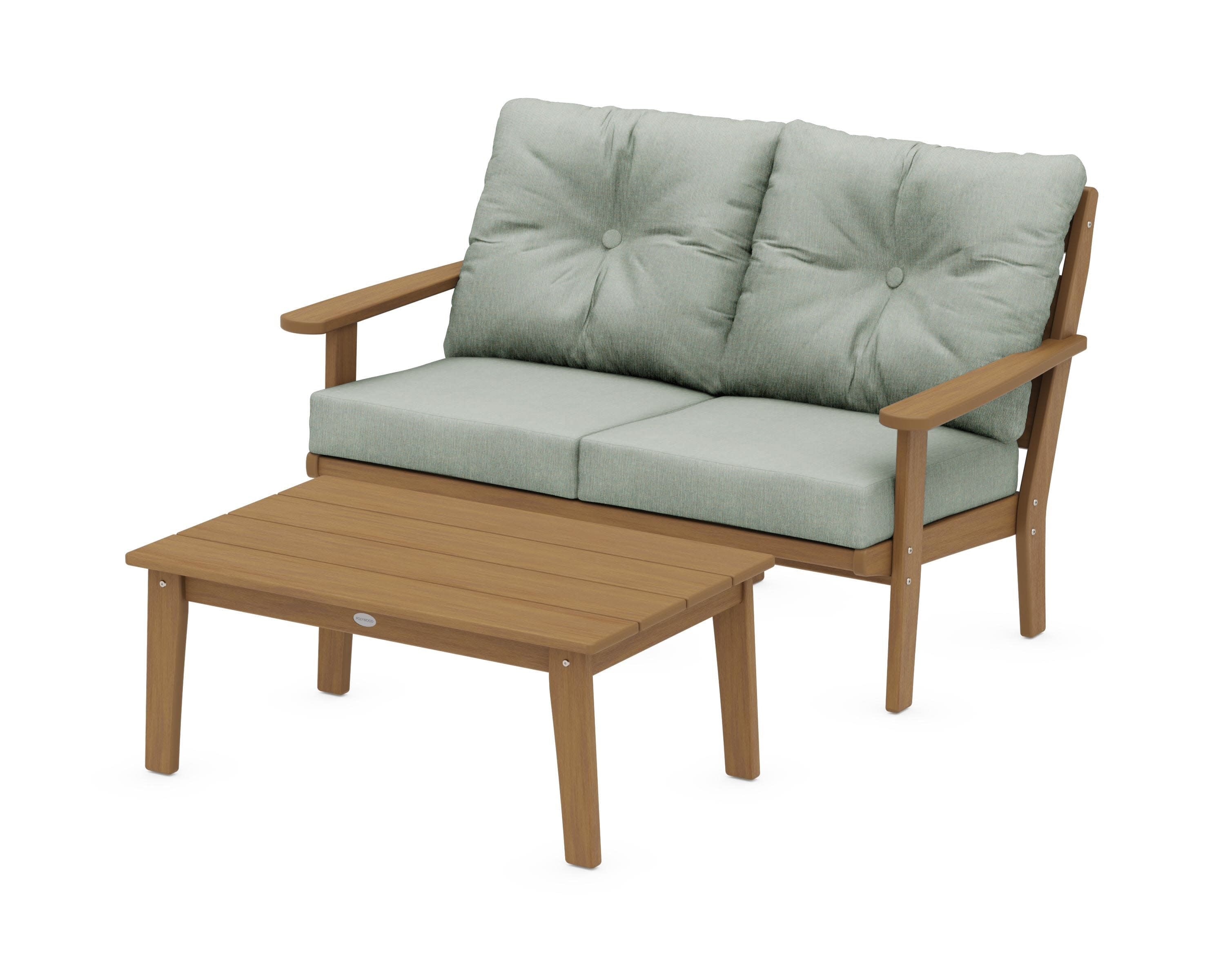 Lakeside 2-Piece Lounge Loveseat Set in Natural / Cast Sage