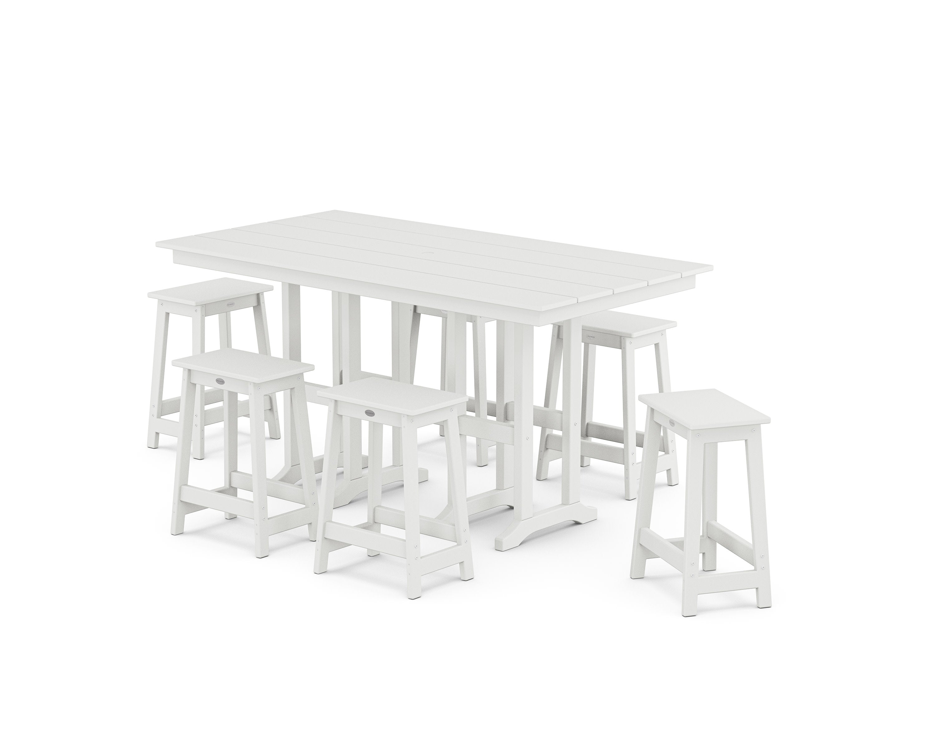 Modern Studio Counter Stool 7-Piece Set in White