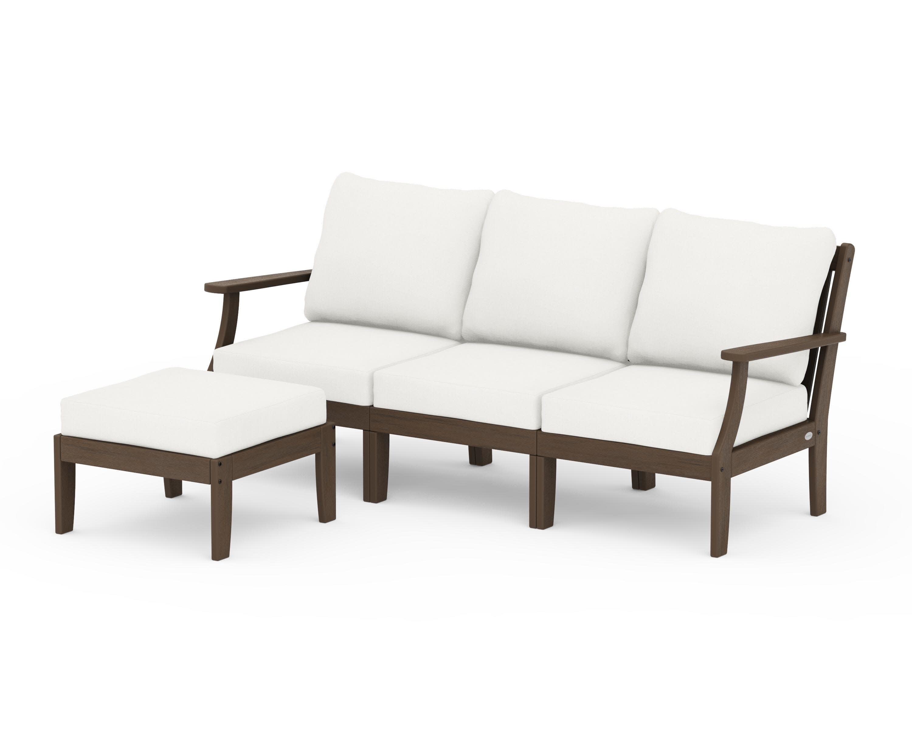 Braxton Modular 4-Piece Deep Seating Set with Ottoman in Kona / Natural Linen